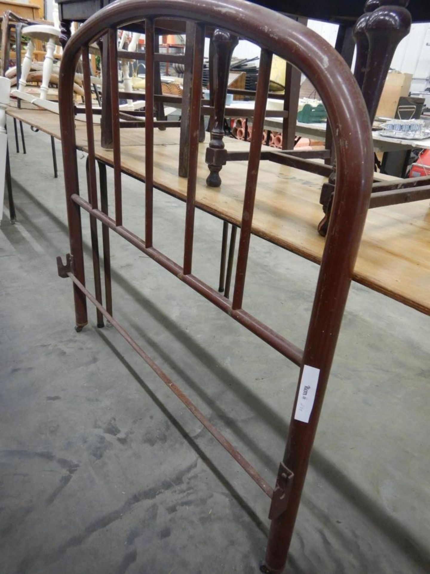 ANTIQUE METAL HEADBOARD W/FOOTBOARD FOR DOUBLE BED - CHOCOLATE BROWN