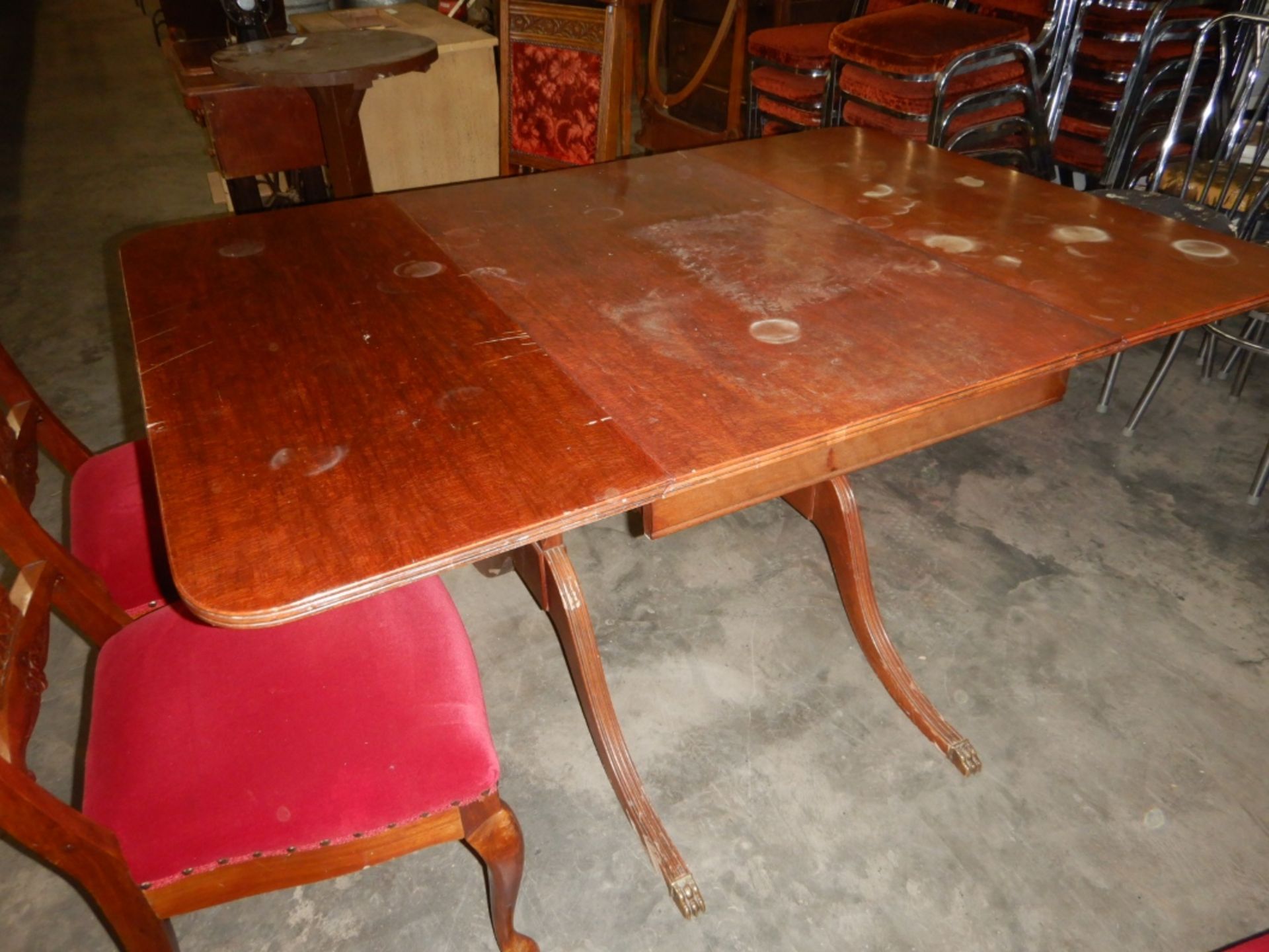 ANTIQUE DUNCAN PHYFE STYLE DROP LEAF TABLE AND CHAIRS (6) - Image 16 of 16
