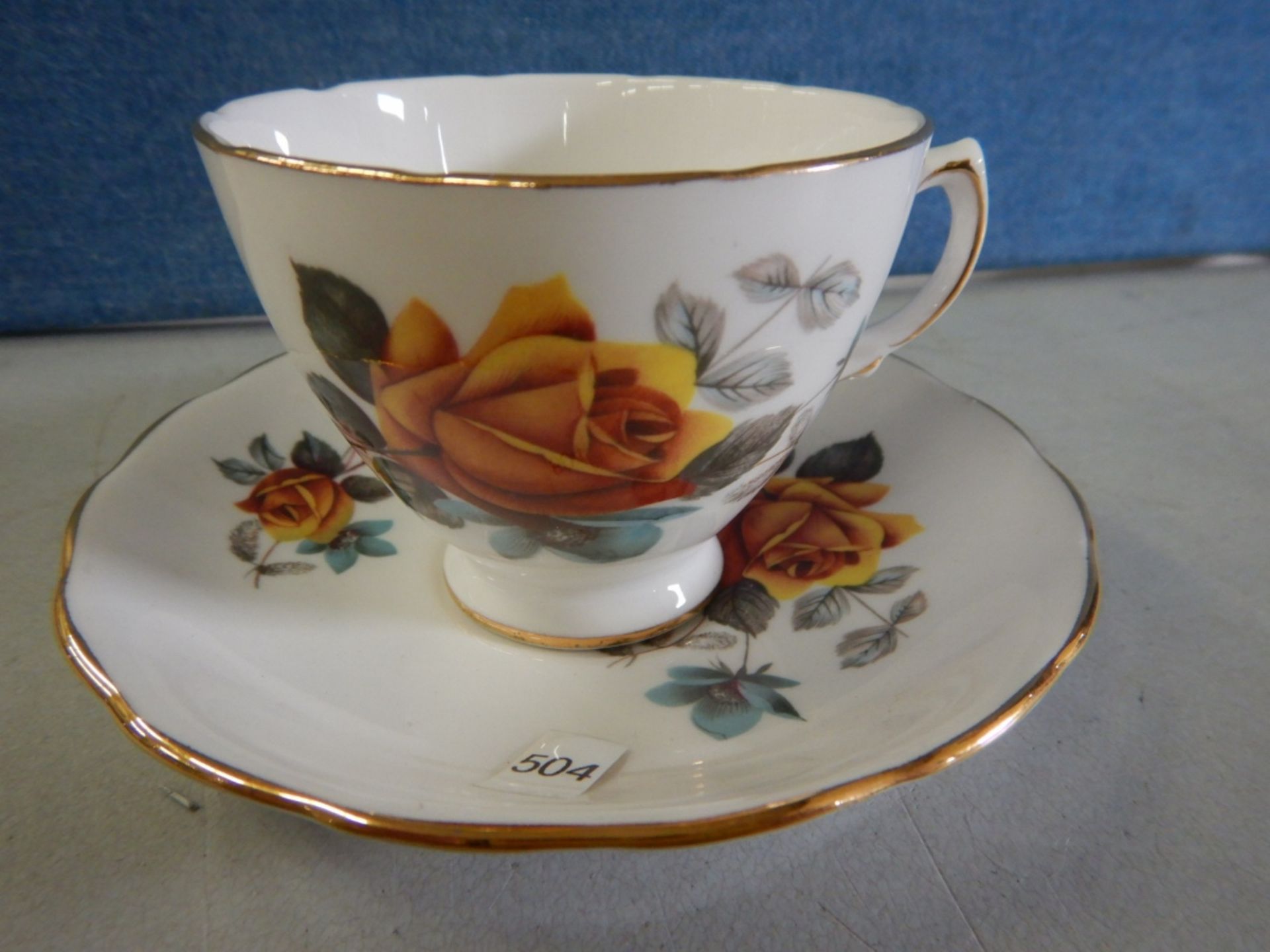 ANTIQUE TEACUPS & SAUCERS - MADE IN ENGLAND - LOT OF 7 - BONE CHINA #8273 - YELLOW FLOWERS, # - Image 29 of 33