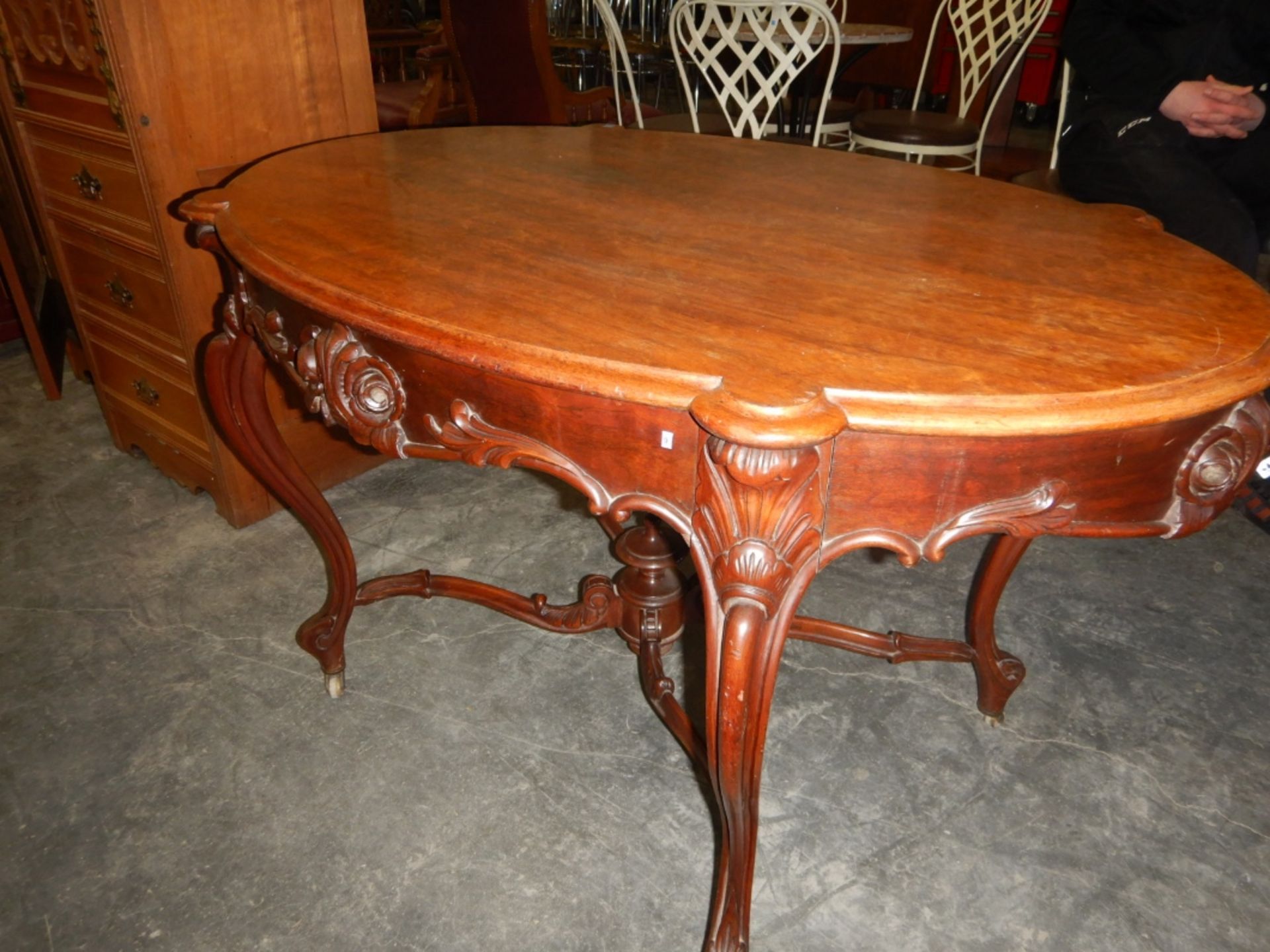 ANTIQUE PARLOR TABLE - BIRD'S EYE MAPLE - Image 8 of 9