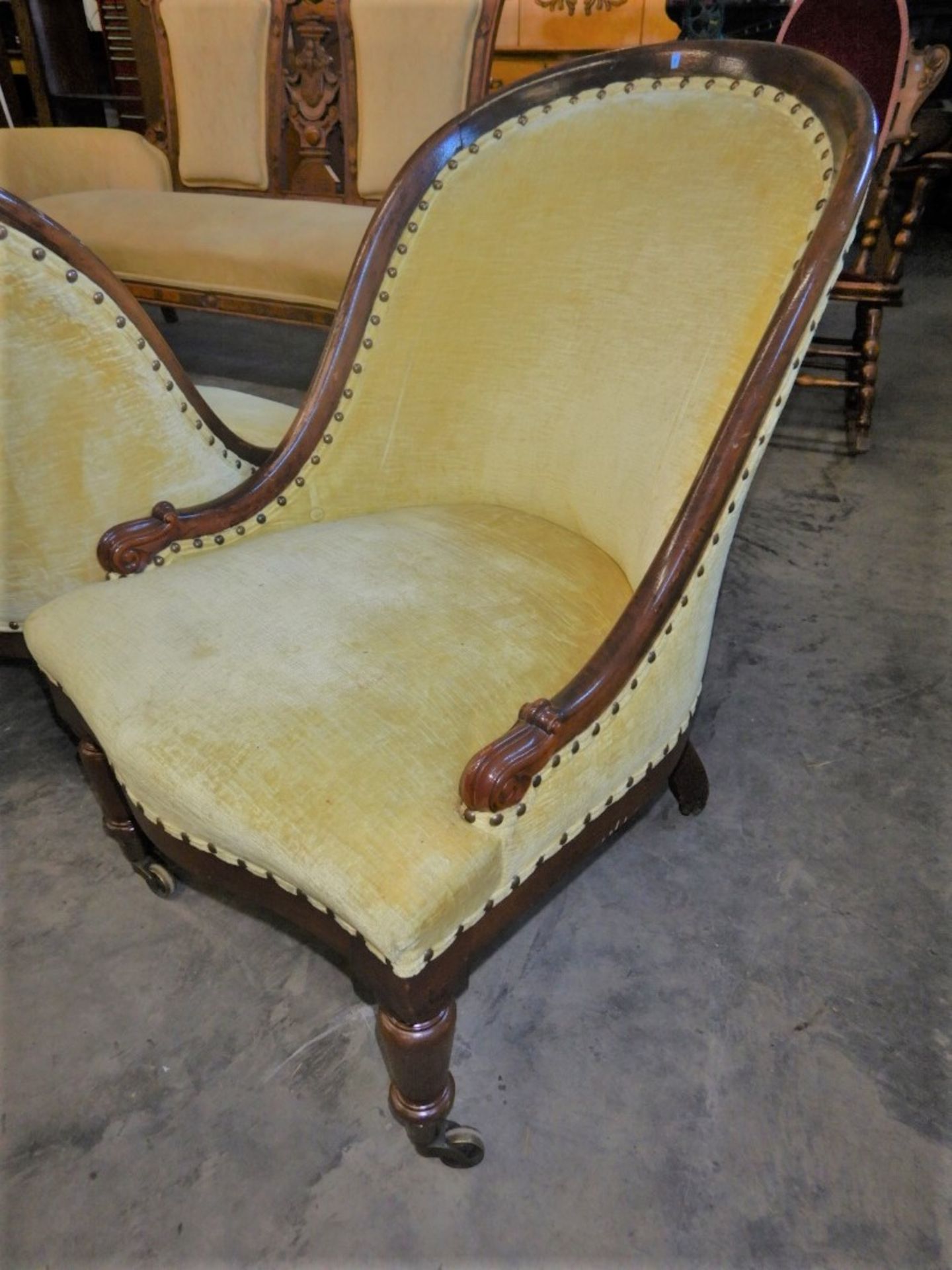 ANTIQUE PARLOR CHAIRS (2) - YELLOW - Image 2 of 13