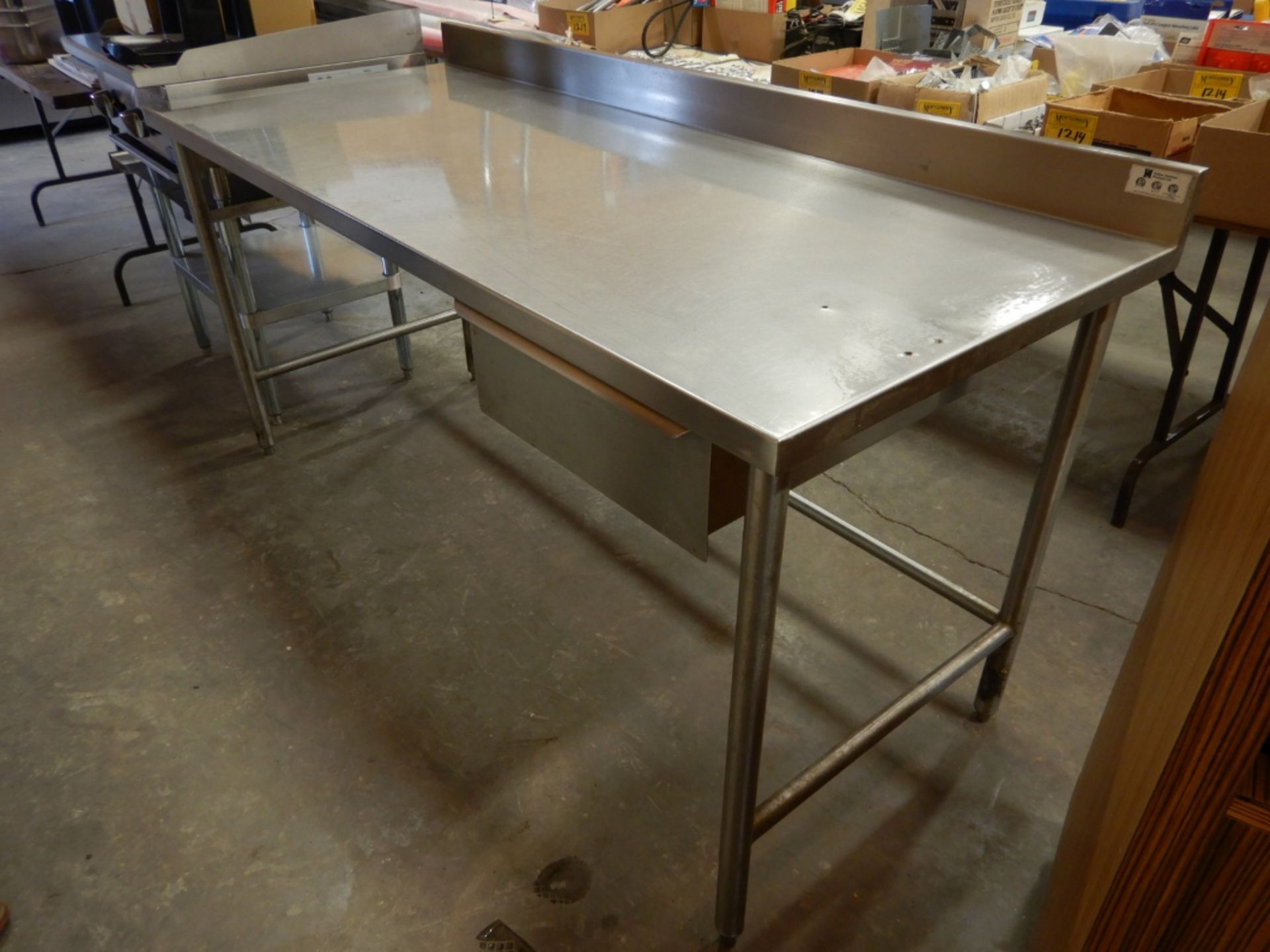 HALBAR 72” SS WORK TABLE W/DRAWER & BACKSPLASH