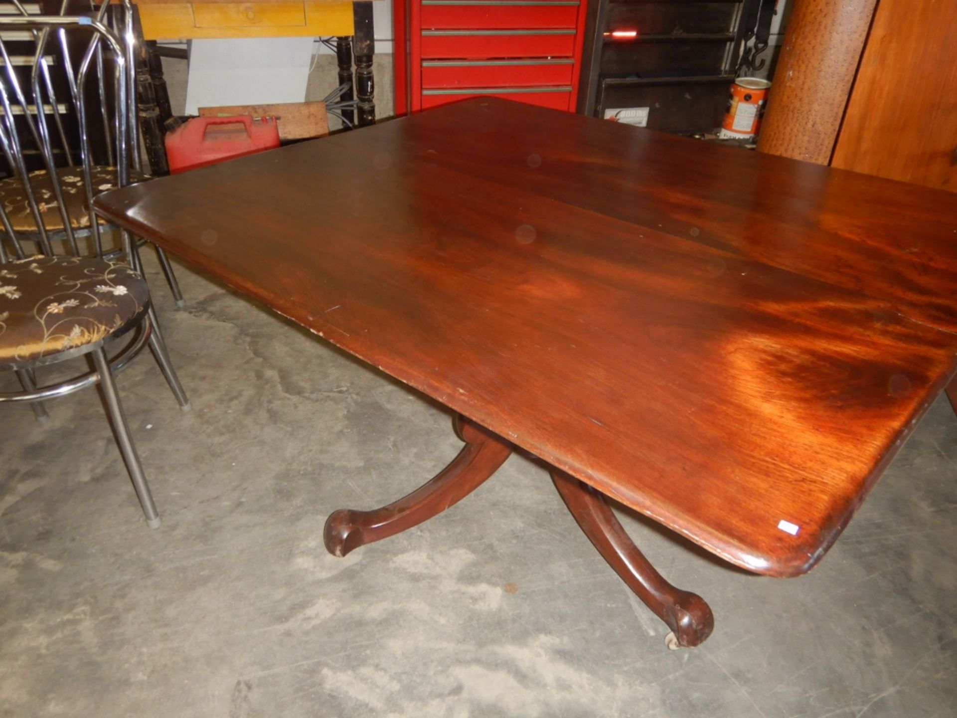 ANTIQUE WOODEN FOLDING TEA/DINING TABLE, 38"X46" - Image 4 of 5