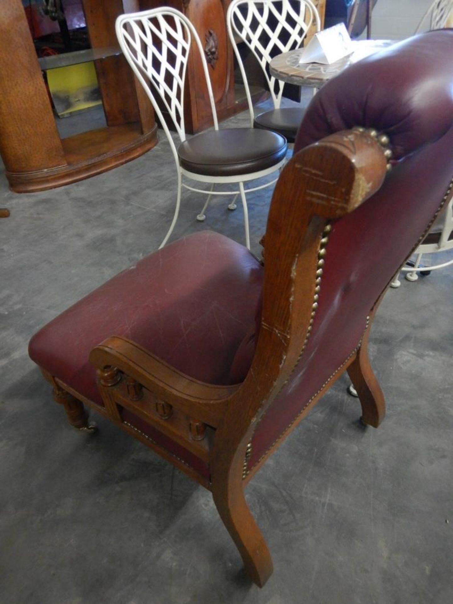 ANTIQUE LEATHER VICTORIAN HIS & HER LOUNGE CHAIRS (2) - Image 9 of 15