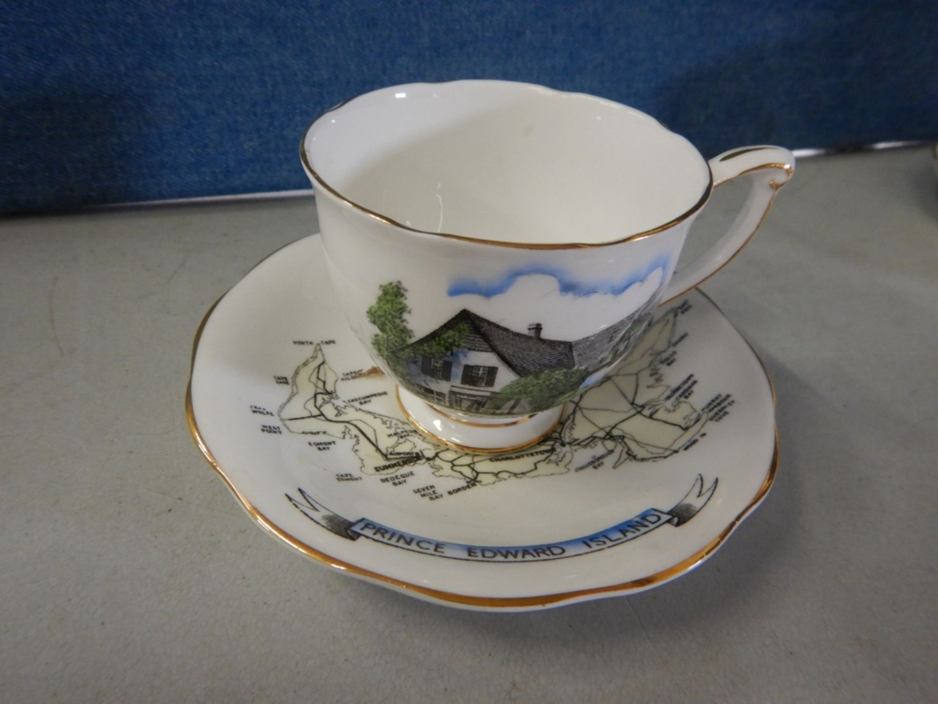 ANTIQUE TEACUPS & SAUCERS - MADE IN ENGLAND - LOT OF 3 - FINE BONE CHINA "PRINCE EDWARD ISLAND" - - Image 7 of 15