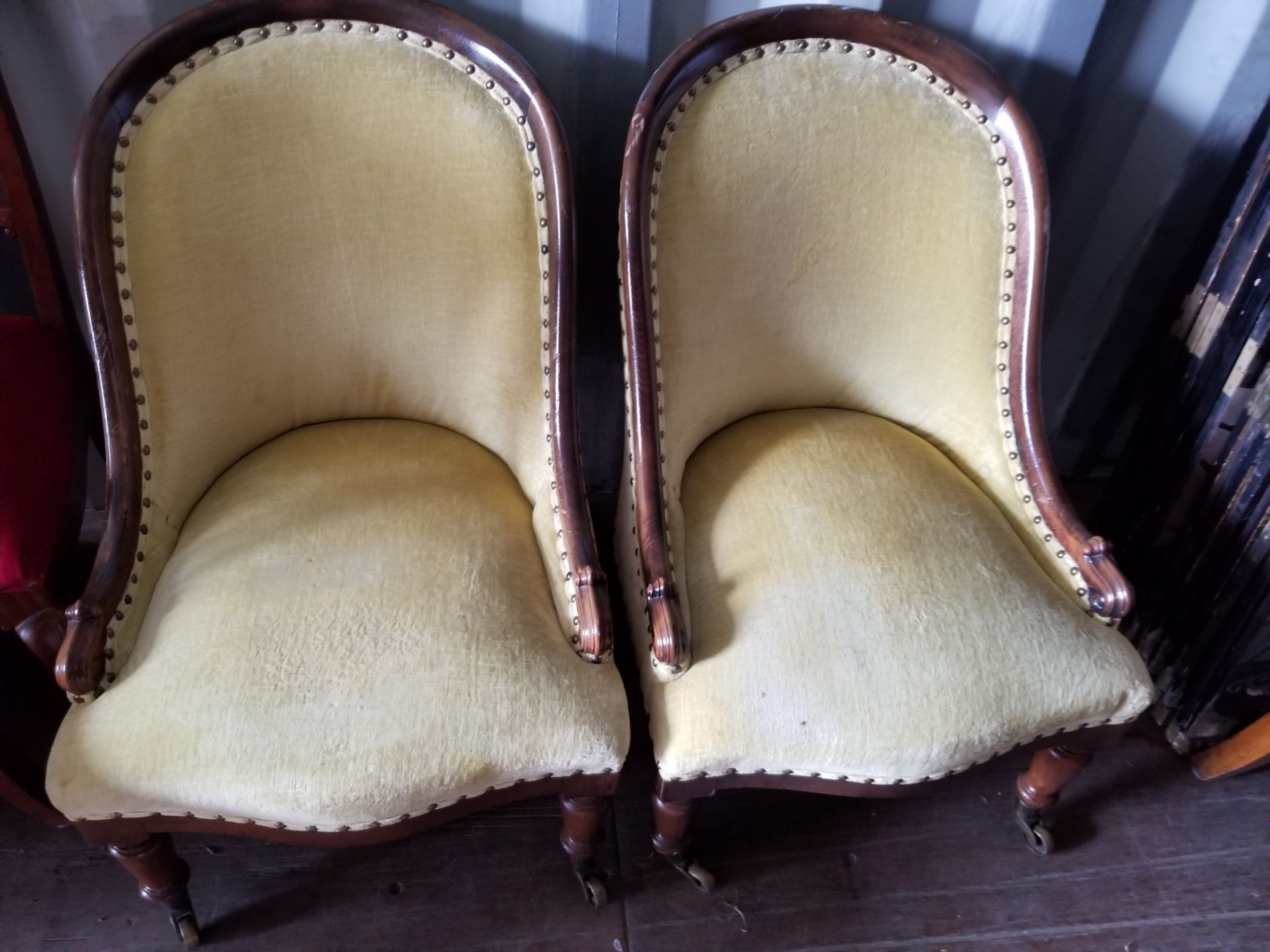 ANTIQUE PARLOR CHAIRS (2) - YELLOW - Image 13 of 13