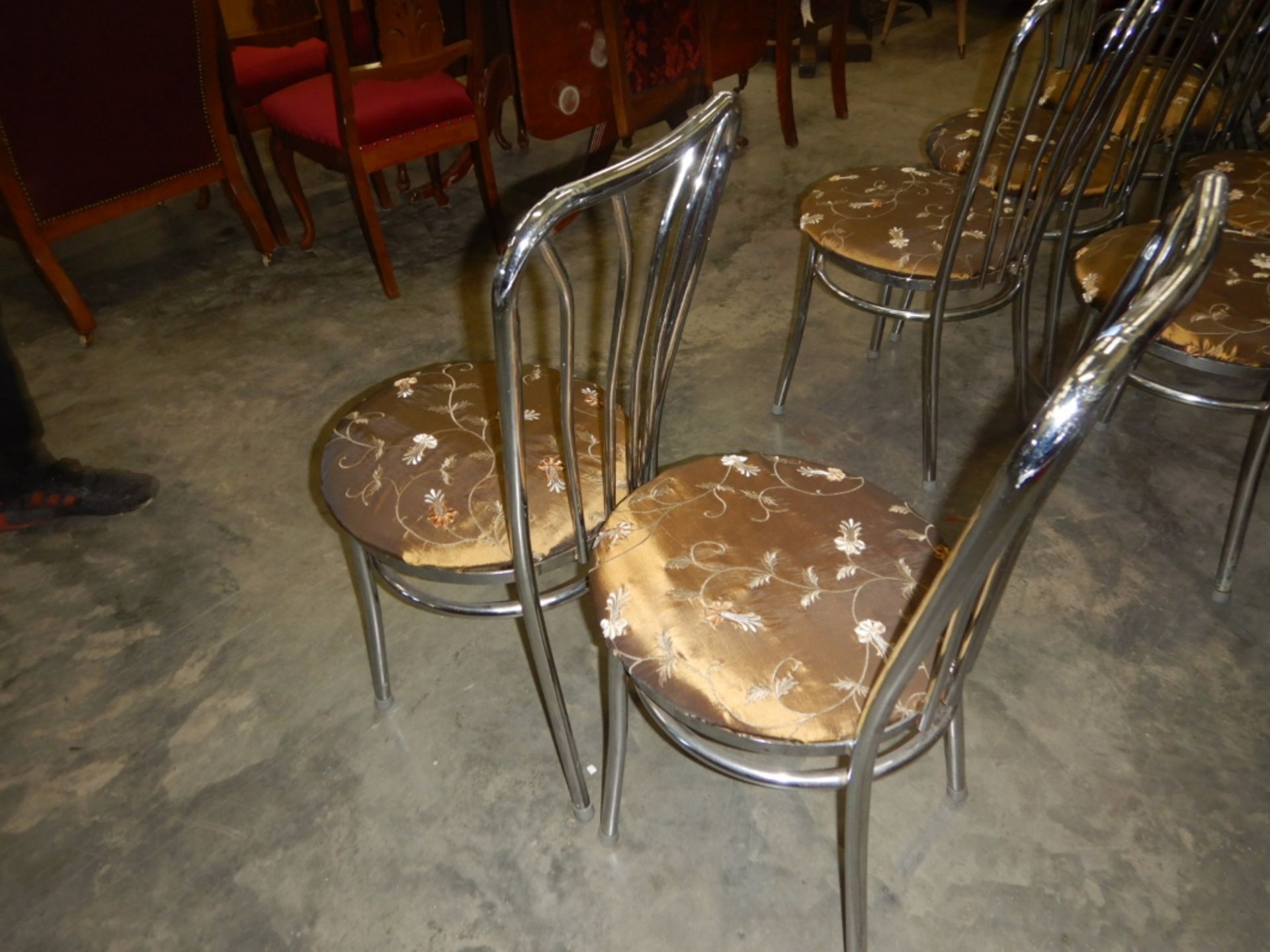 CAFÉ CHAIRS W/PADDED SATIN EMBROIDERED SEAT COVER (PAIR) - Image 2 of 5