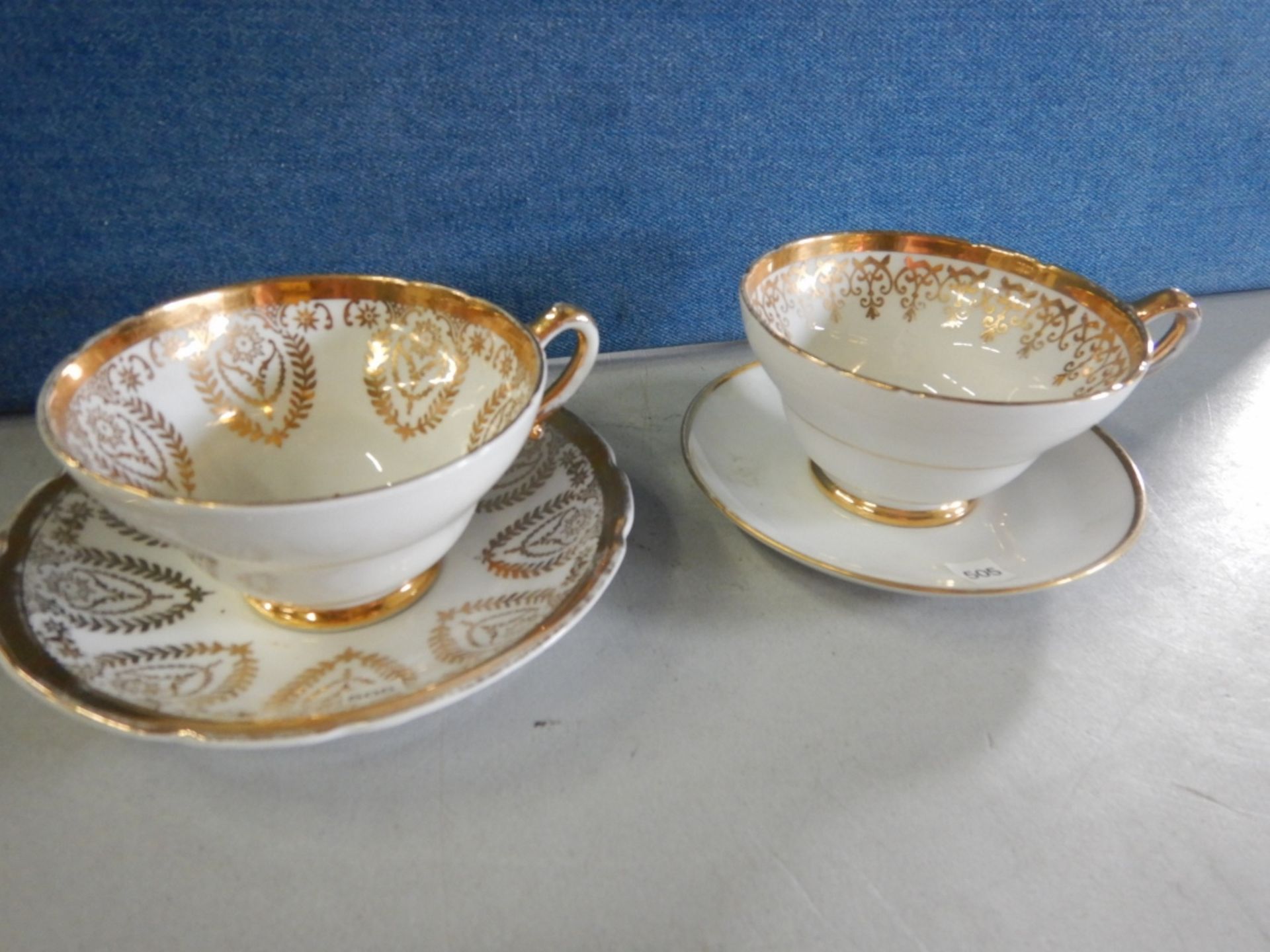ANTIQUE TEACUPS & SAUCERS - MADE IN ENGLAND - LOT OF 2 - FINE BONE CHINA EST. 1875 "STANLEY" -
