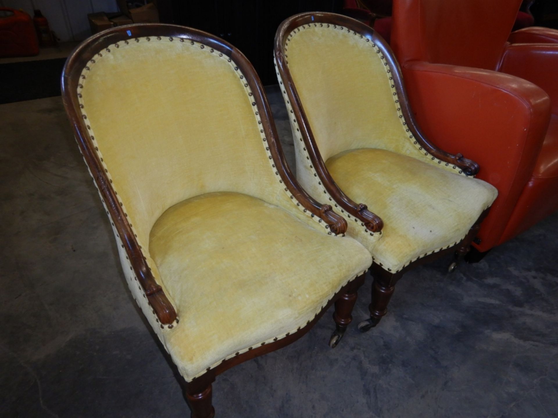 ANTIQUE PARLOR CHAIRS (2) - YELLOW - Image 12 of 13