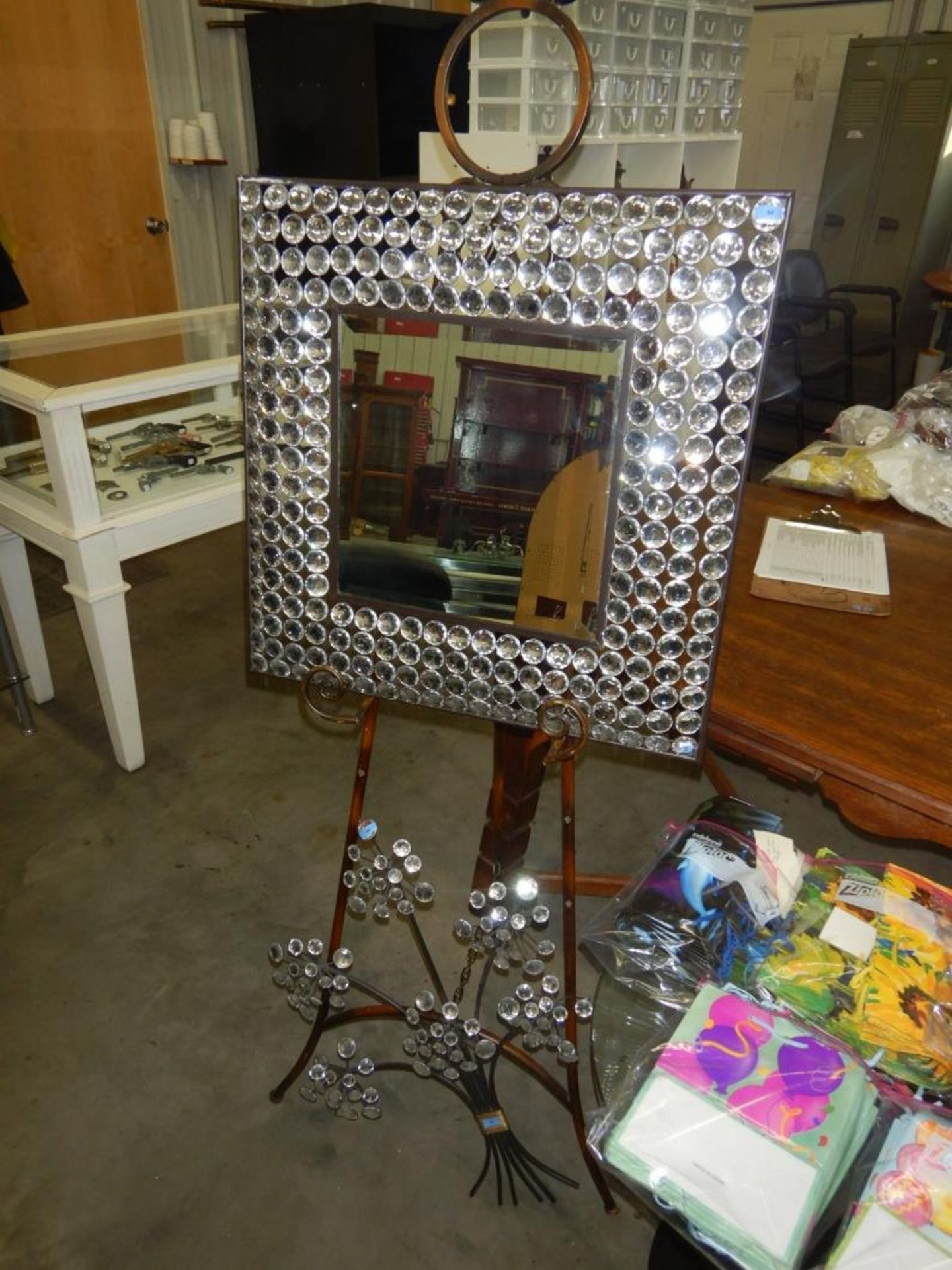 MIRROR W/ CRYSTALS, DÉCOR, EASEL NOT INCLUDED