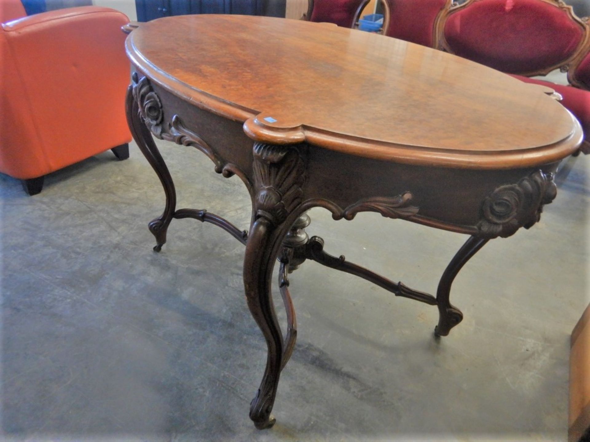 ANTIQUE PARLOR TABLE - BIRD'S EYE MAPLE - Image 3 of 9