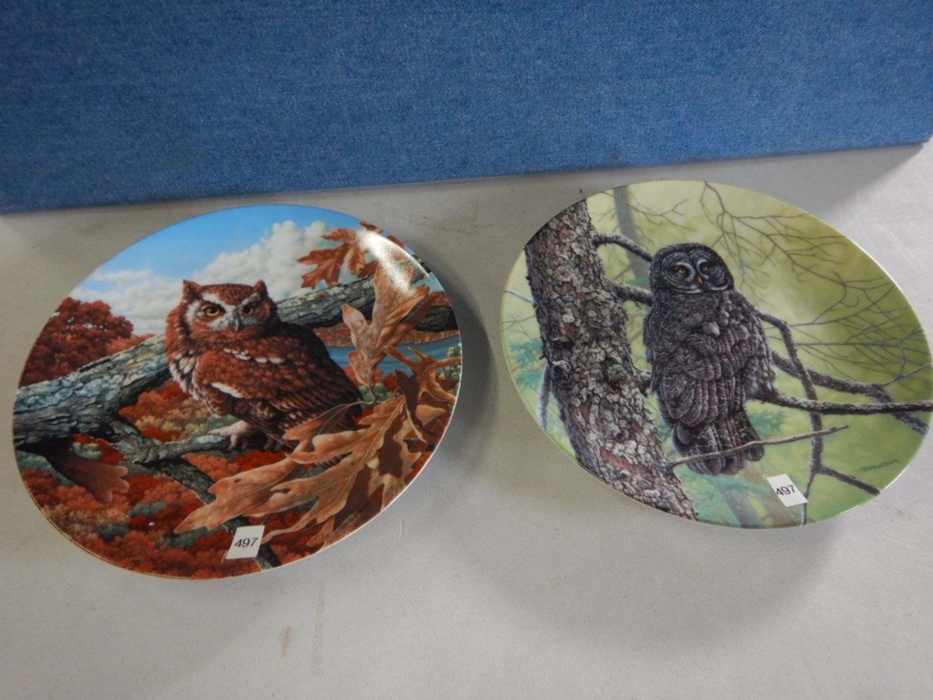 COLLECTOR PLATES BY JIM BEAUDOIN - SET OF 2 - OWLS #9443B - "THE EASTERN SCREECH OWL", #15359A - "