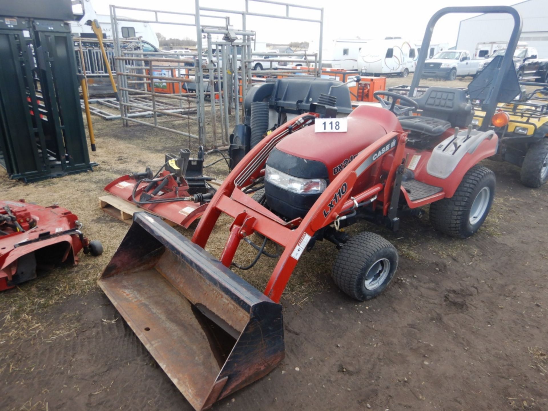 2004 CASE DX24E 4X4 COMPACT TRACTOR W/ CASE LX 110 FRONT END LOADER, 3PT PTO, 60IN BELLY MOWER W/