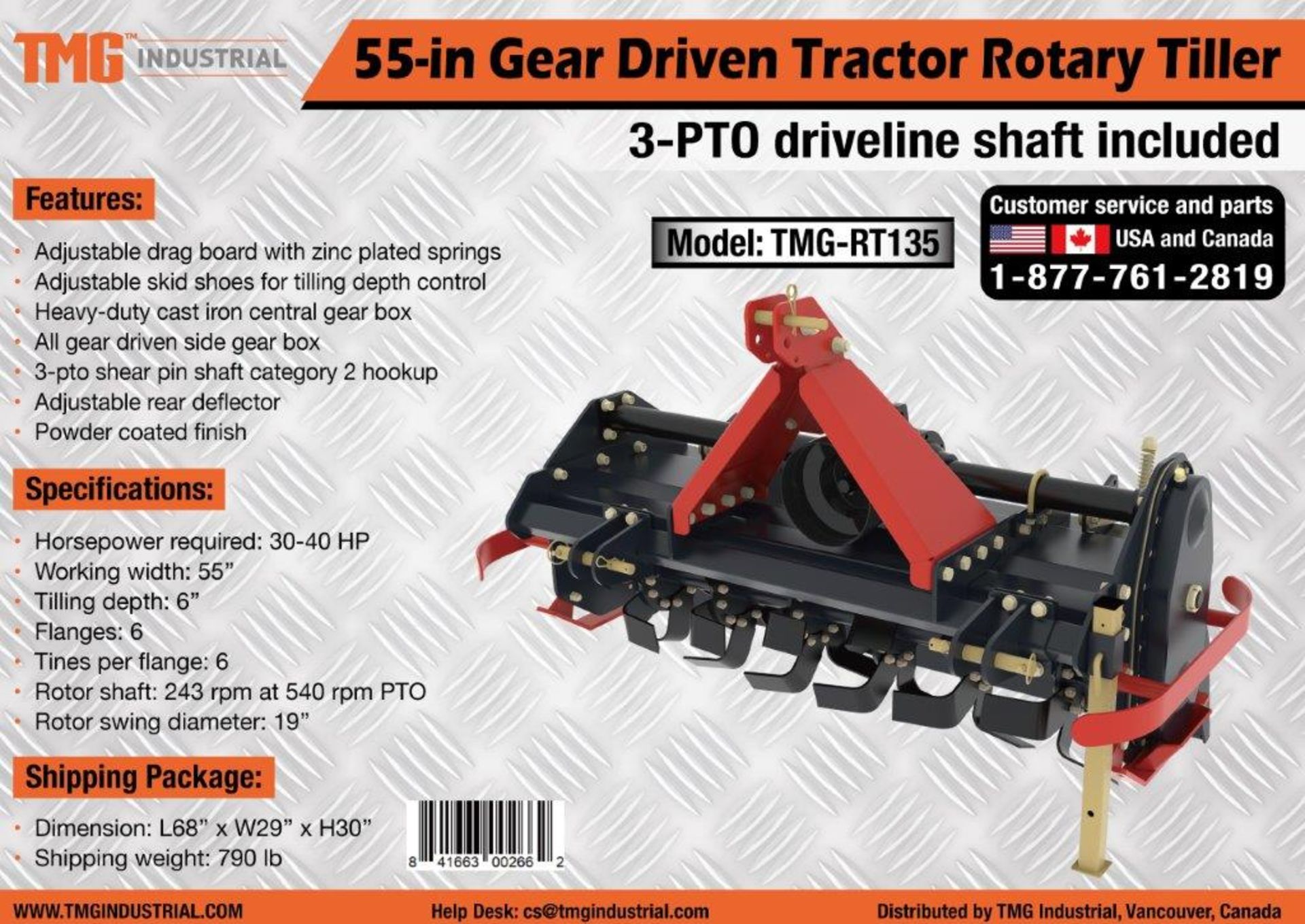 ROTARY TILLER 55'' - TMG-RT135 - Image 5 of 5