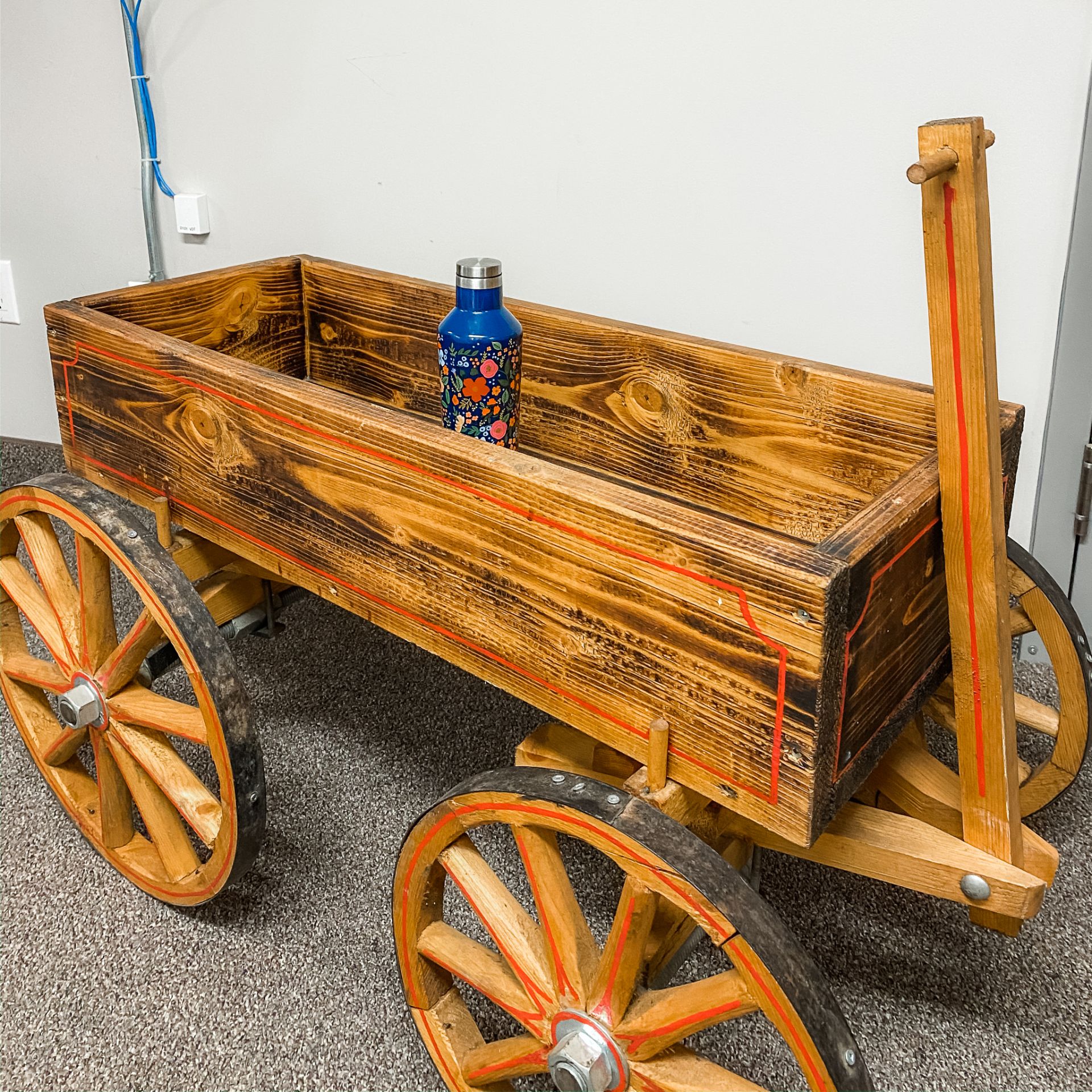 Decorative Wagon, Wooden - Approx 3.5"x1.5" (box size) waterbottle shown for size comparison, not - Image 2 of 2