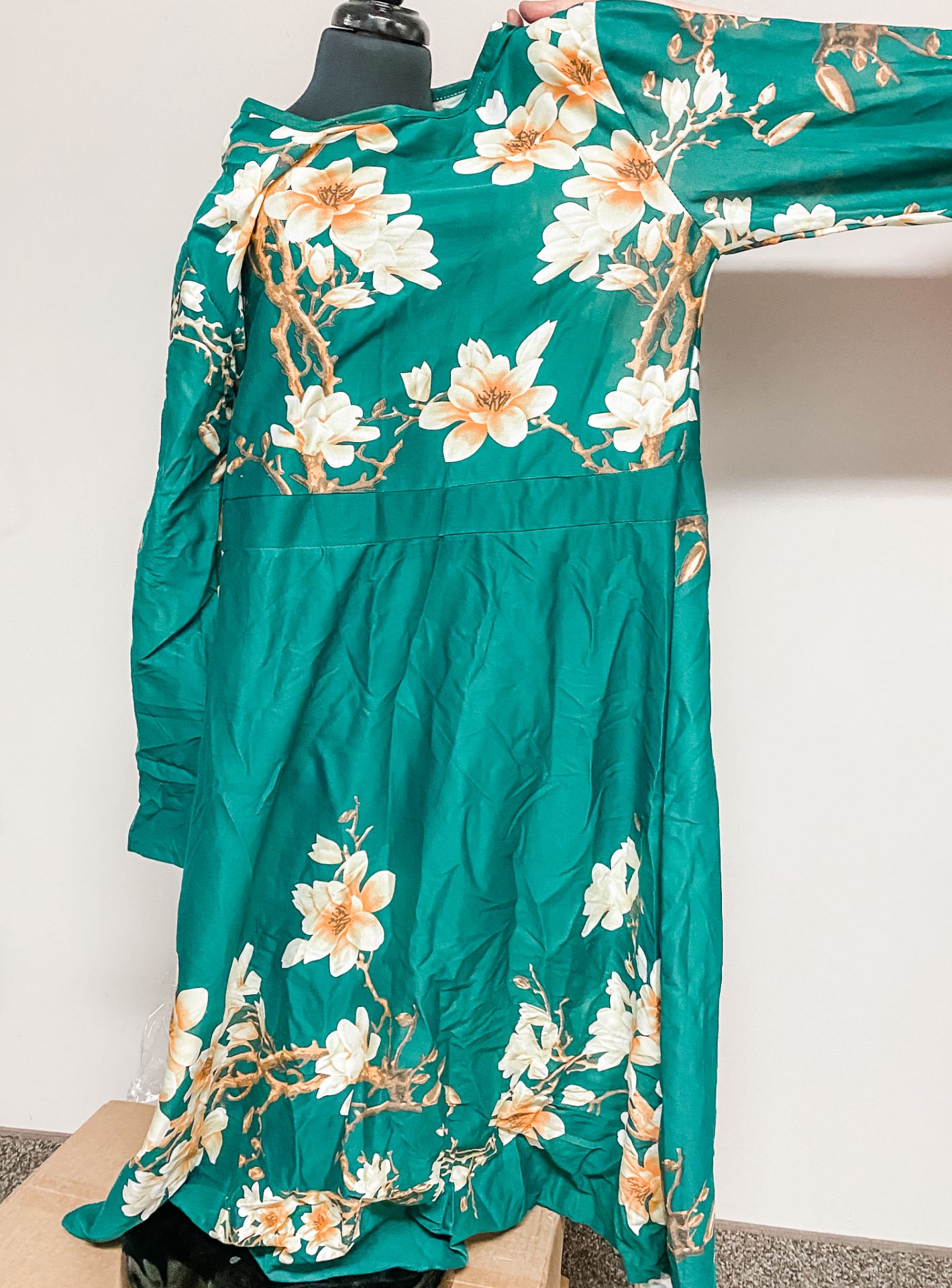 Women's Green Floral Dress - Women's 3XL (likely fits more like a L) - Bonnie Neufeld