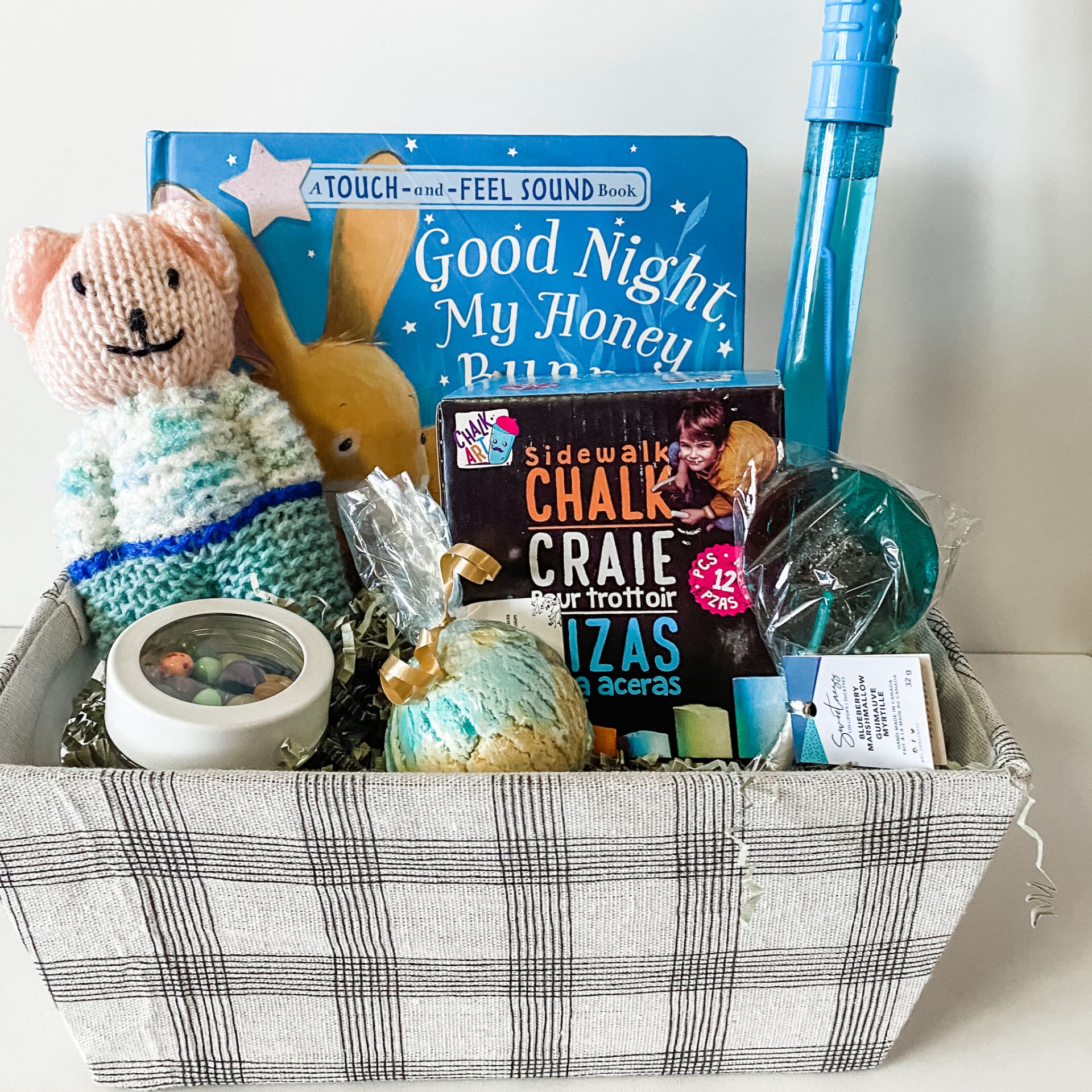 Kids Gift Basket - Handmade Dolls, Book, Chalk, Bubbles, Lollipop - Addy Oberlin & Little Smoky Gift