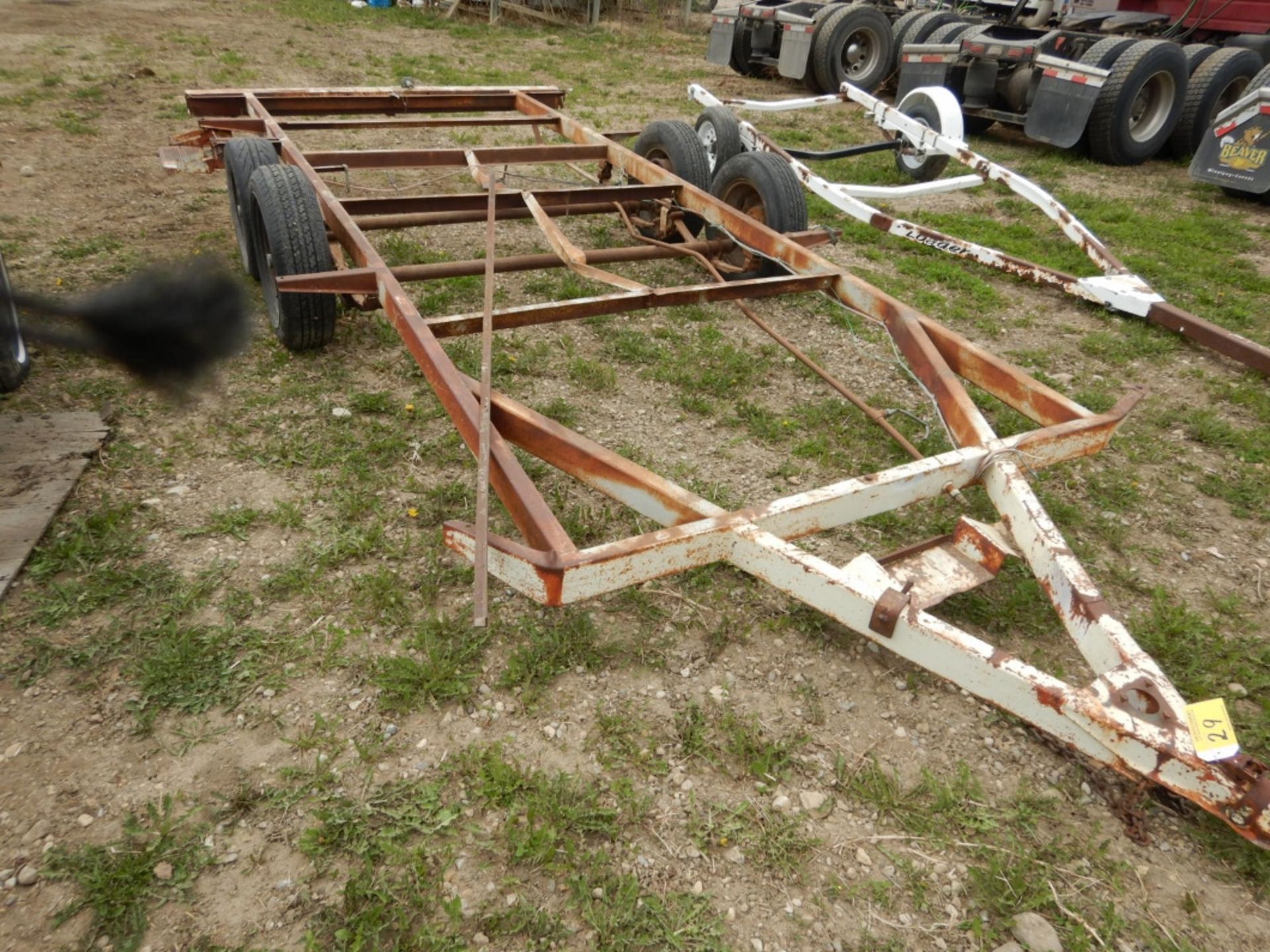 T/A RV TRAILER FRAME AND WHEELS - NO VIN