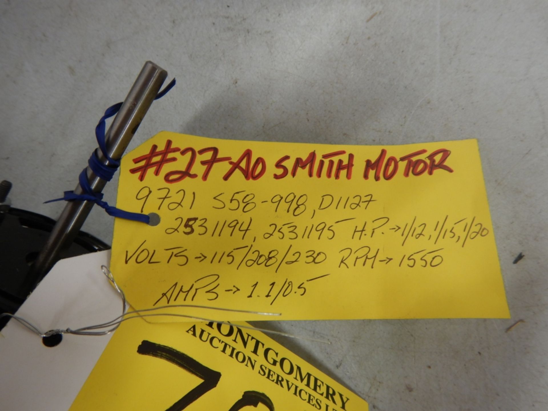 AO-SMITH ELEC MOTOR 115/208/230V, 1/12HP 1/15HP 1/20HP - Image 4 of 4