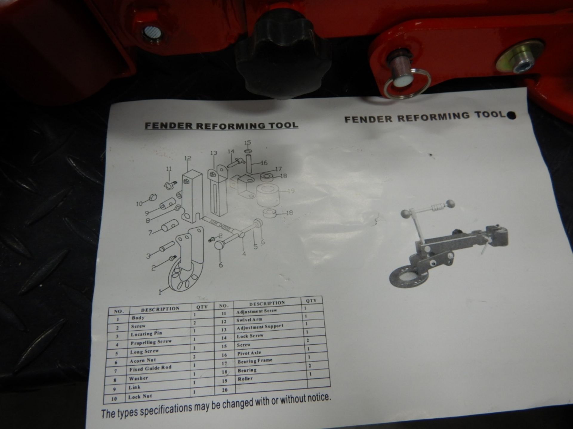 FENDER FORMING TOOL - Image 2 of 2