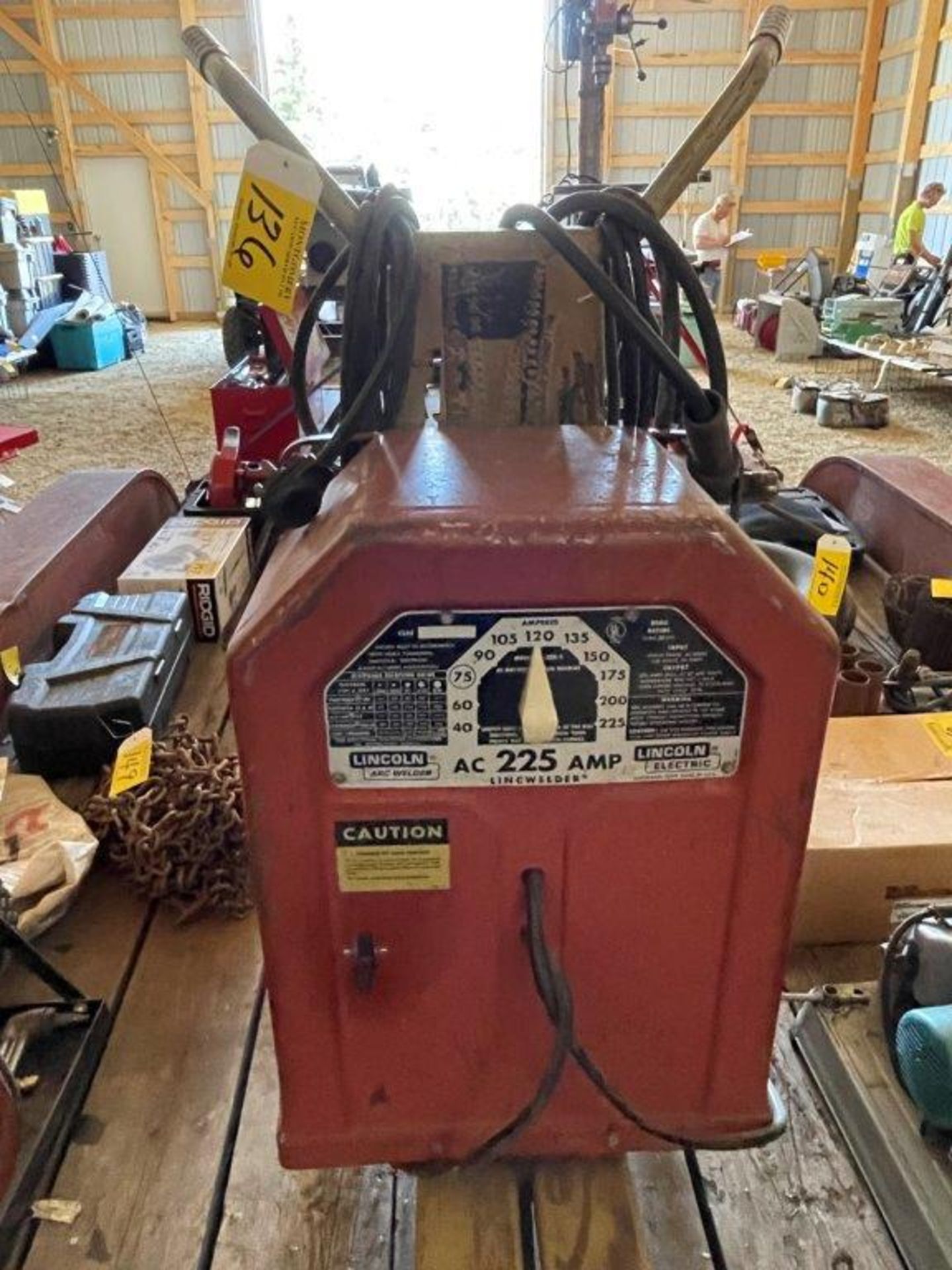 LINCOLN ELECTRIC ARC WELDER, AC 225 AMP LINCWELDER W/ CABLES - Image 2 of 2