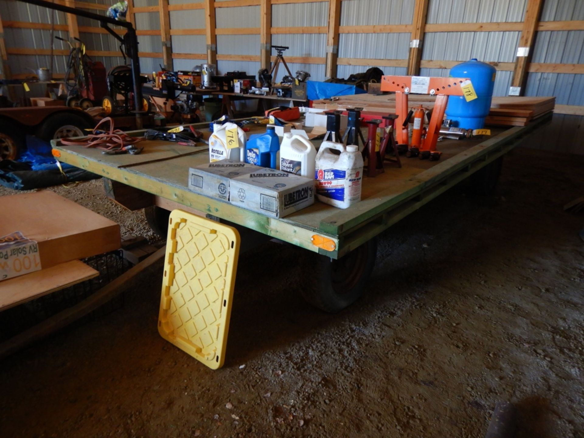 FARM WAGON W/STEEL CHASSIS, RUBBER TIRES, 8 FT X16 FT - CONTENTS NOT INCLUDED - Image 2 of 3