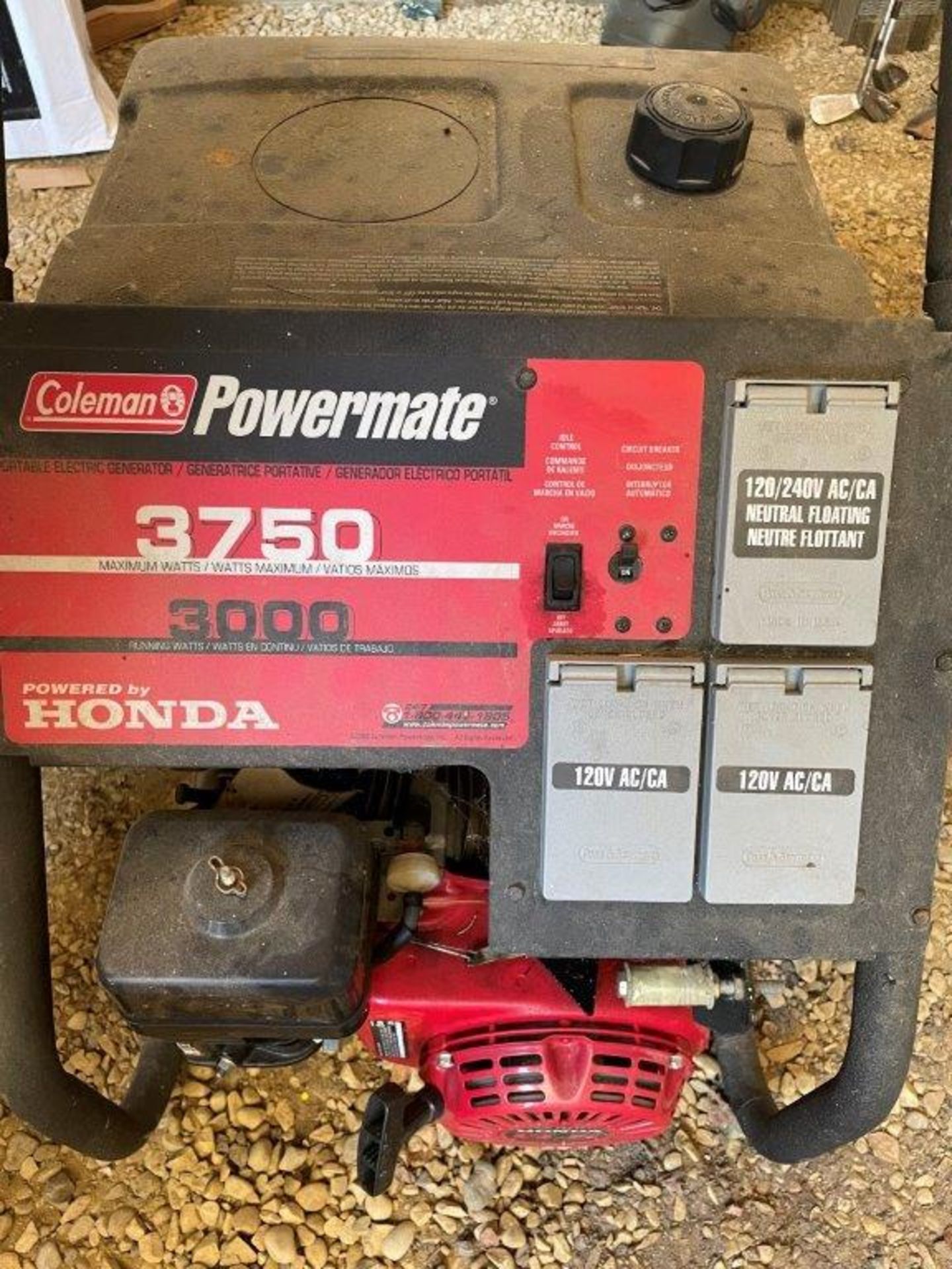 COLEMAN POWERMATE 3700/3000 WATT PORTABLE GENSET W/ WHEEL KIT 120/240V - Image 5 of 5