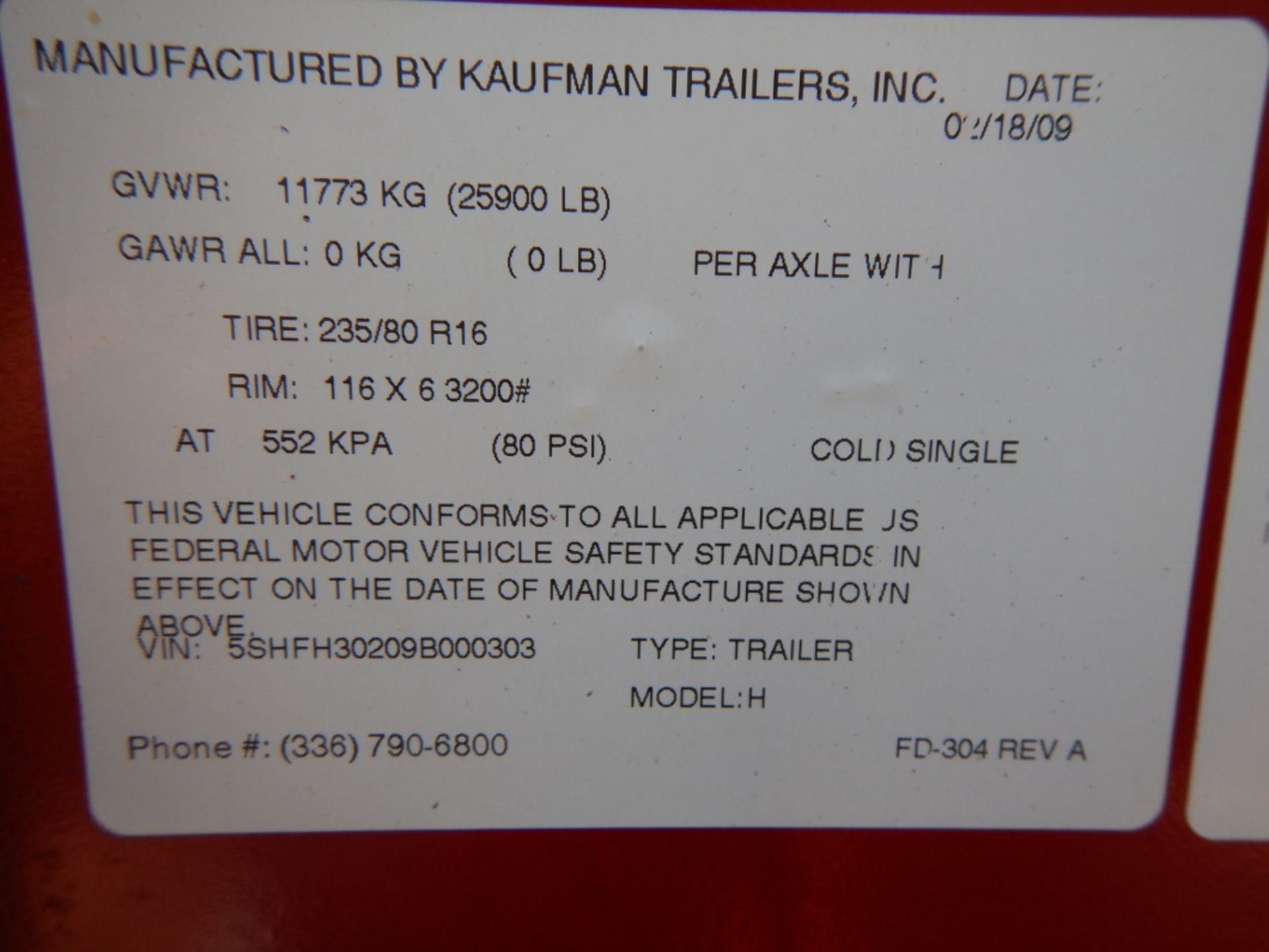 2009 KAUFMAN 30 FT GN T/A DUALLY EQUIP. TRAILER INCL. 5 FT FT BEAVER TAIL - EXCELLENT CONDITION - Image 5 of 10