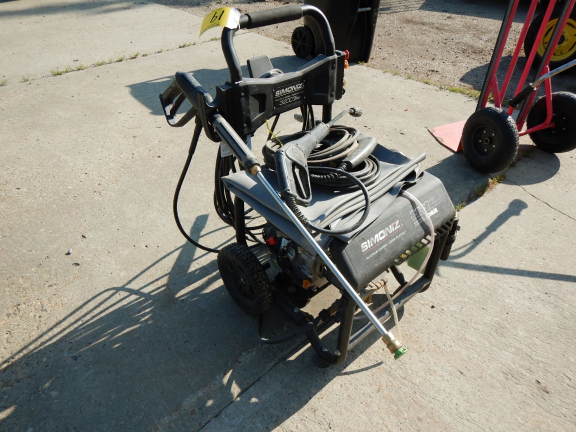 SIMONZ 3200 PSI/2.6 GPM PRESSURE WASHER PLATINUM SERIES W/ KOHLER 6.5HP ENGINE, WHEEL KIT, EXTRA