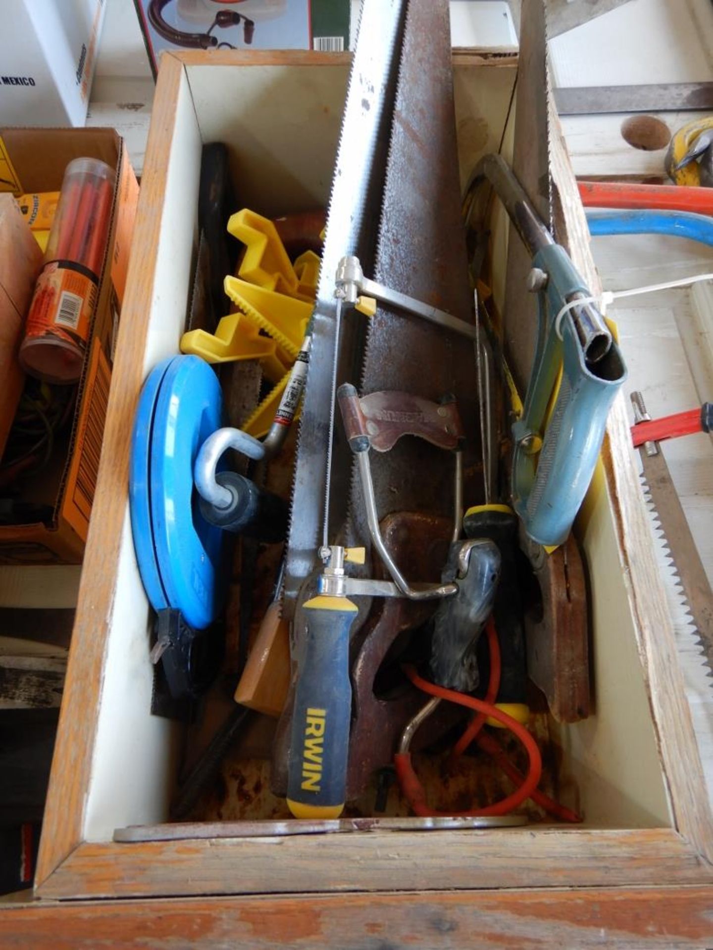 L/O ASSORTED HAND SAWS, COPING SAW, MITRE BOX, MITRE SAW, & MORE - Image 2 of 2