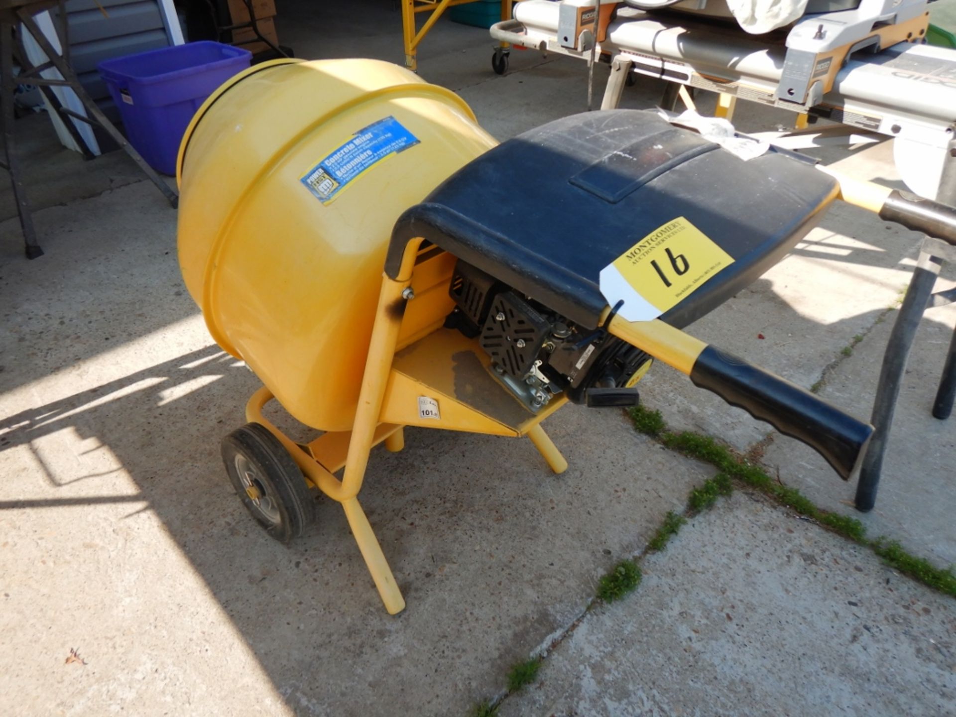 POWERFIST CONCRETE MIXER 2.5HP GAS ENGINE 2.5CU.FT CAPACITY (125KG) W/ WHEEL KIT, PEDESTAL, AND