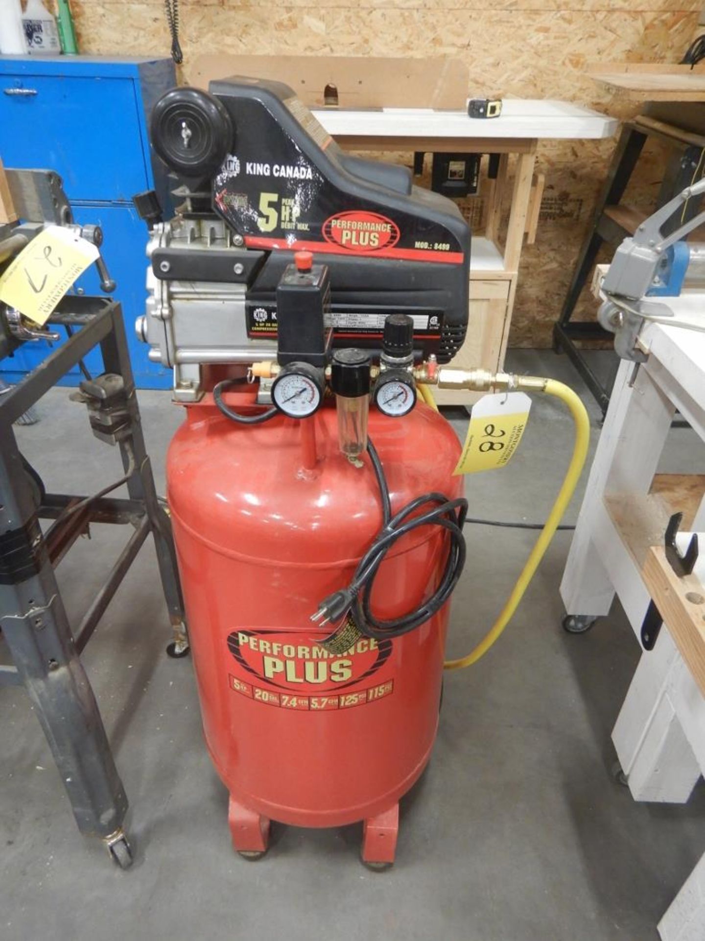 KING CANADA PERFORMANCE PLUS UPRIGHT 5HP AIR COMPRESSOR W/ HOSE