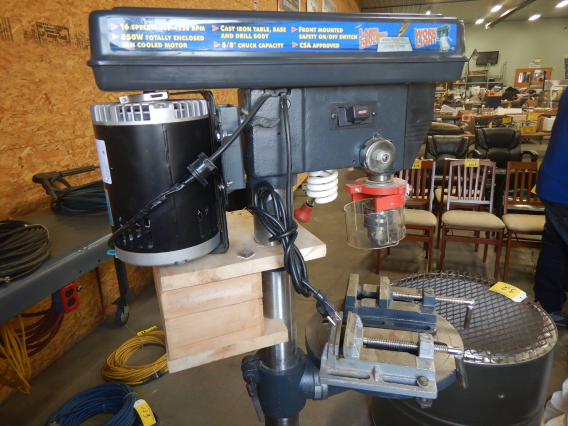 CLARKE METALWORKER PEDESTAL DRILL PRESS W/ LASER CENTERING DEVICE - Image 3 of 5