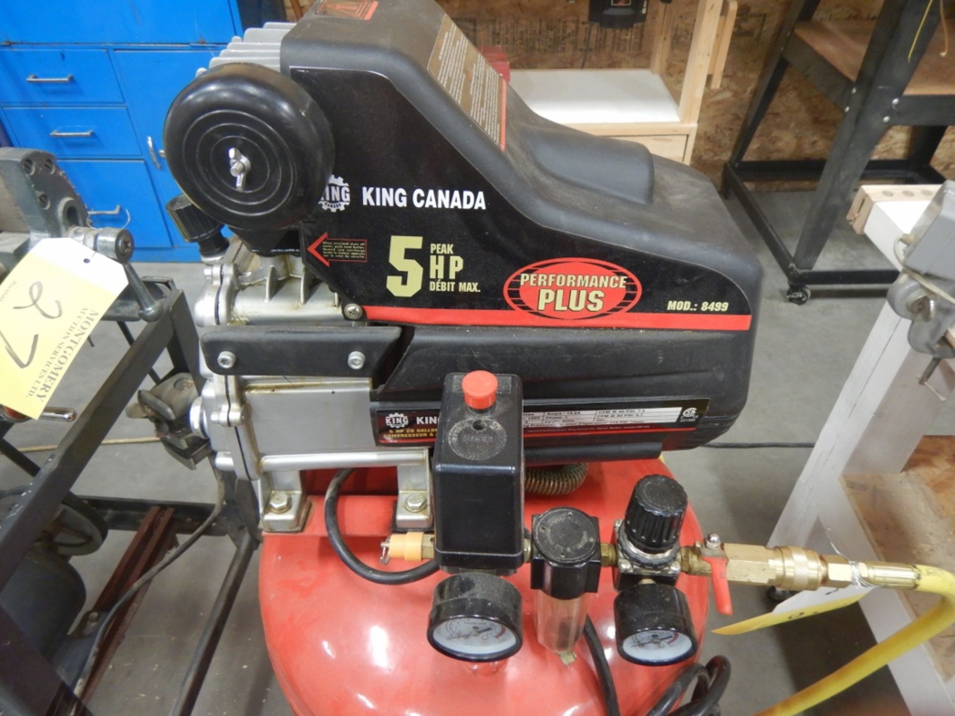 KING CANADA PERFORMANCE PLUS UPRIGHT 5HP AIR COMPRESSOR W/ HOSE - Image 3 of 8