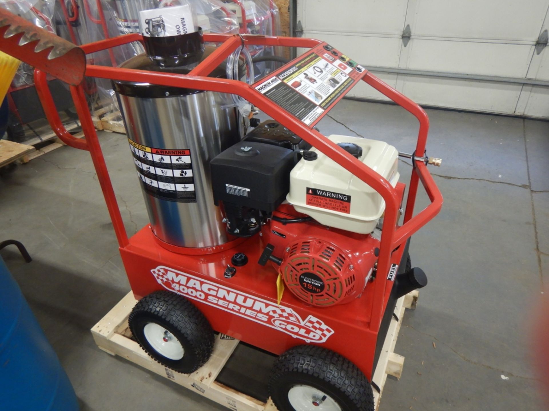 EASY KLEEN 4000 PSI HOT WATER PRESSURE WASHER DIESEL FIRED, 15HP ELECTRIC START ENGINE, WHEEL KIT, - Image 4 of 5