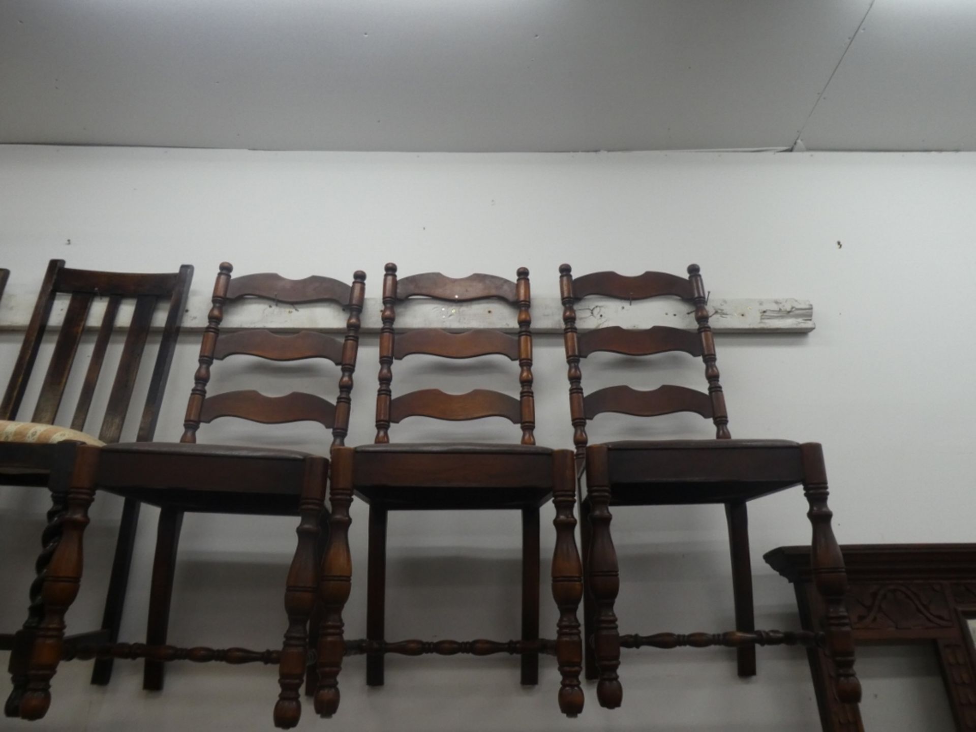 4 LADDER BACK DINING CHAIRS W/VINYL UPHOL - Image 7 of 8