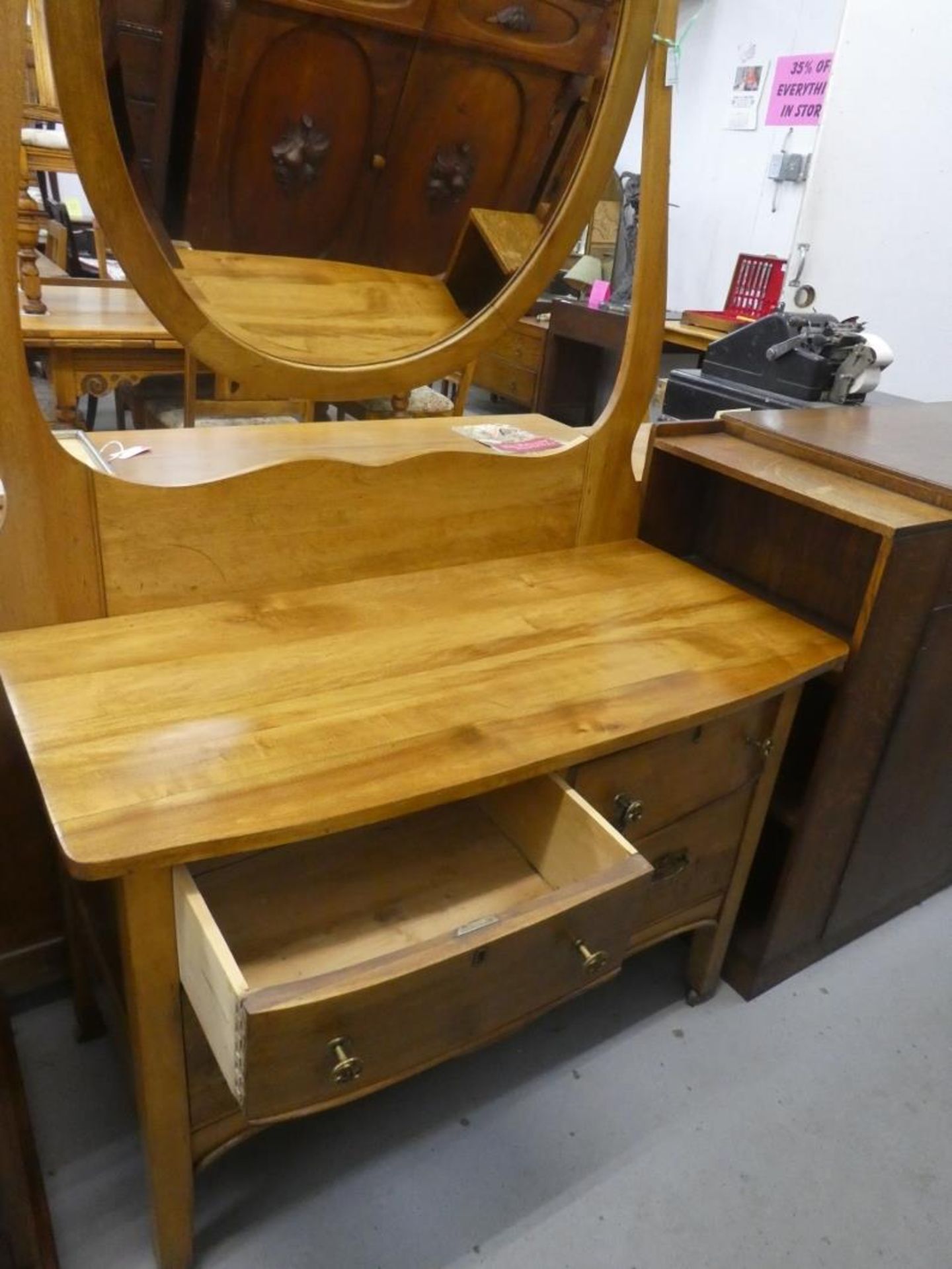 MAPLE DRESSER W/MIRROR 72"H 40"W 20"D - Image 8 of 8