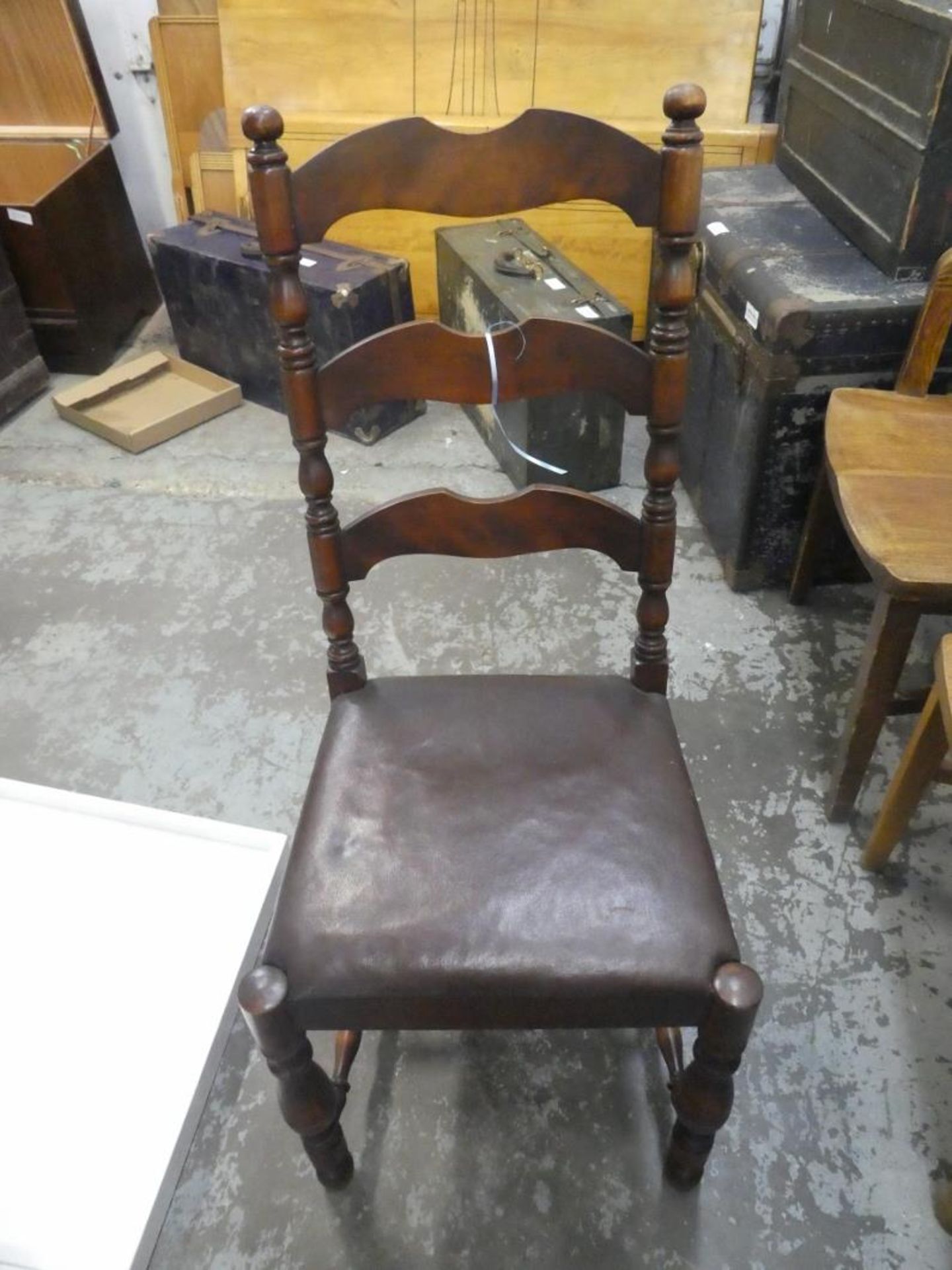 4 LADDER BACK DINING CHAIRS W/VINYL UPHOL - Image 4 of 8