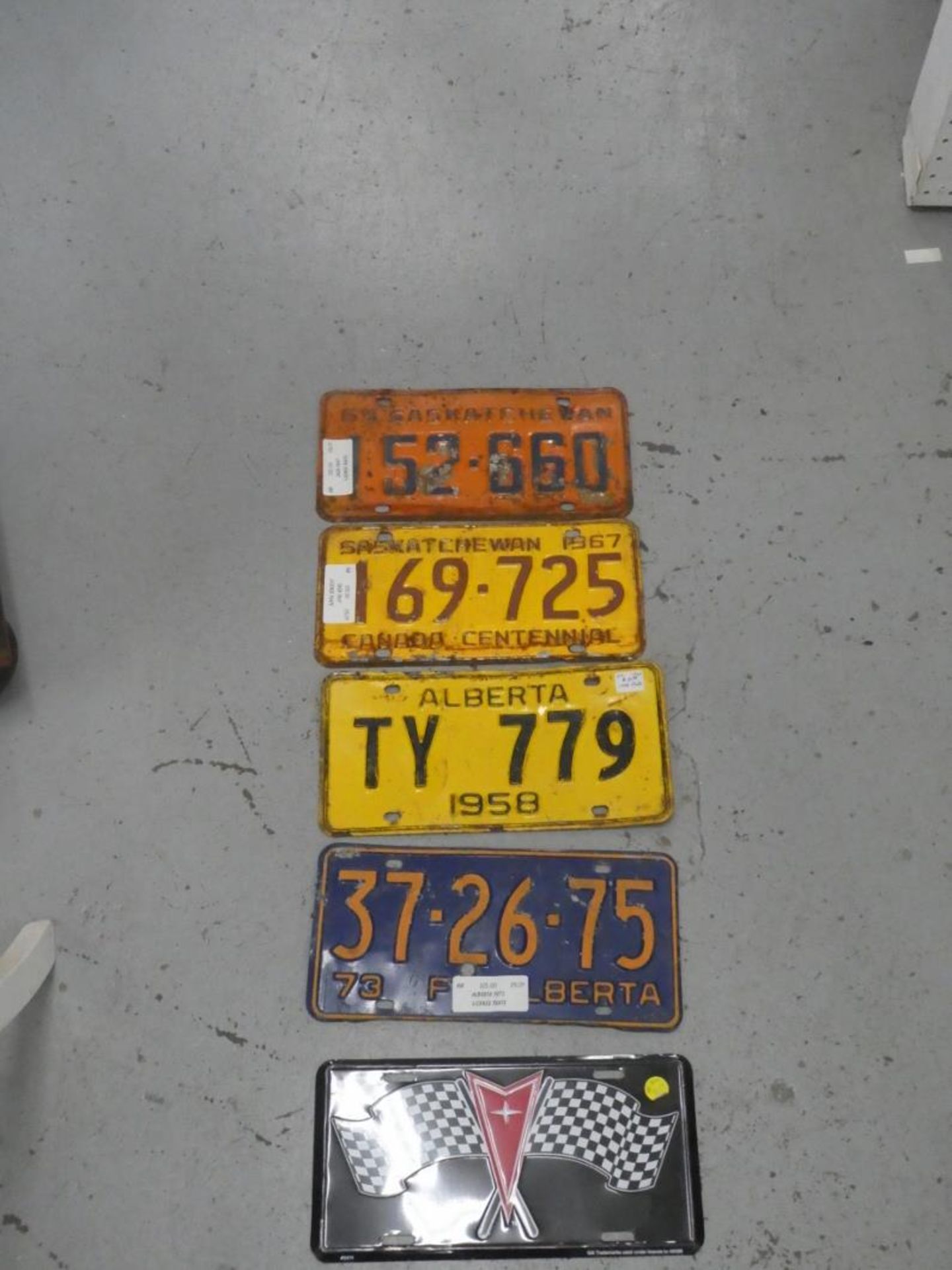 2 ALBERTA , 2 SASK & 1 CHEV LICENSE PLATE - Image 2 of 4