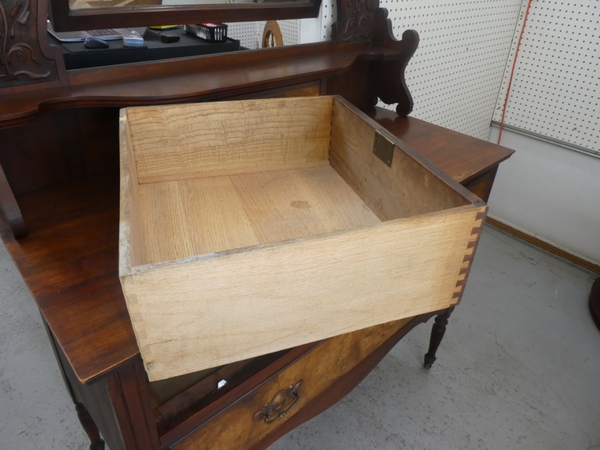 VICTORIAN DRESSER MAHOGANY W/BURLED WALNUT ACCENTS 78"H 42"W 20"D - Image 4 of 4