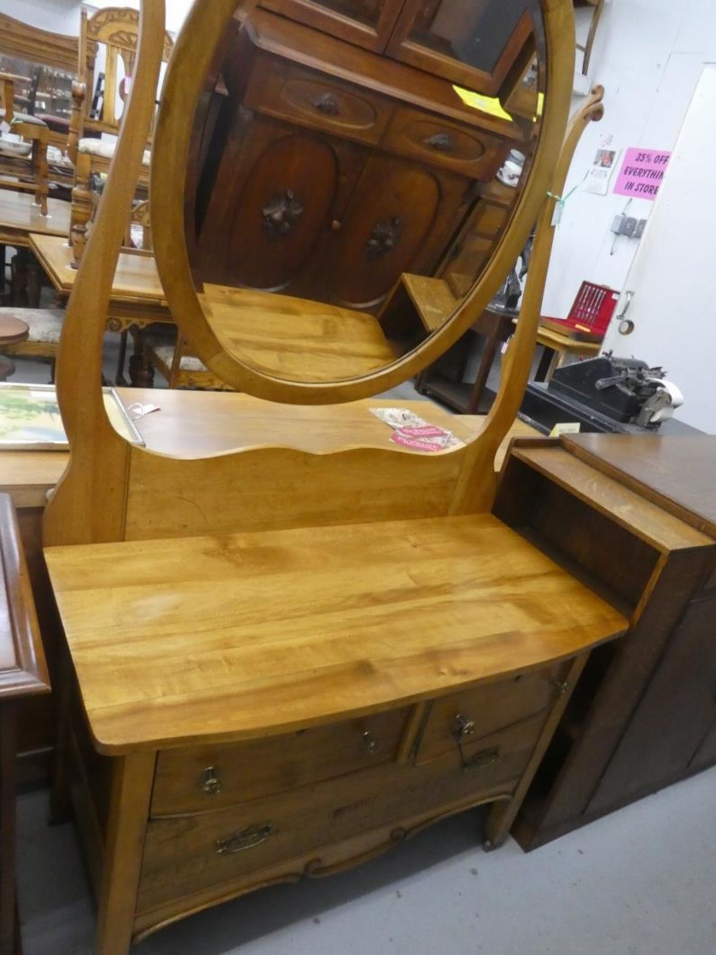 MAPLE DRESSER W/MIRROR 72"H 40"W 20"D