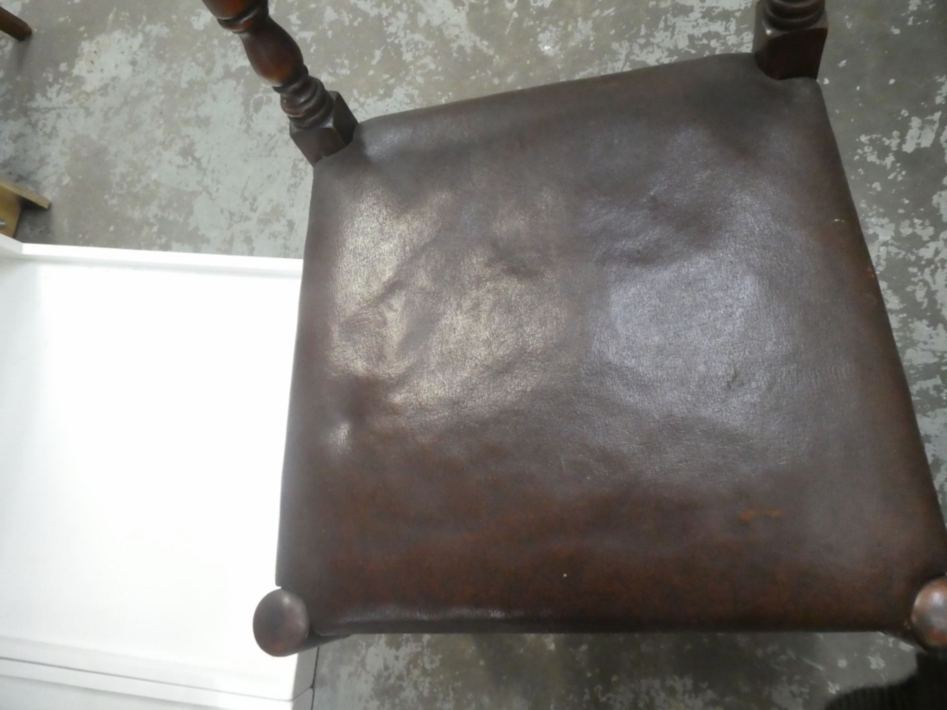 4 LADDER BACK DINING CHAIRS W/VINYL UPHOL - Image 3 of 8