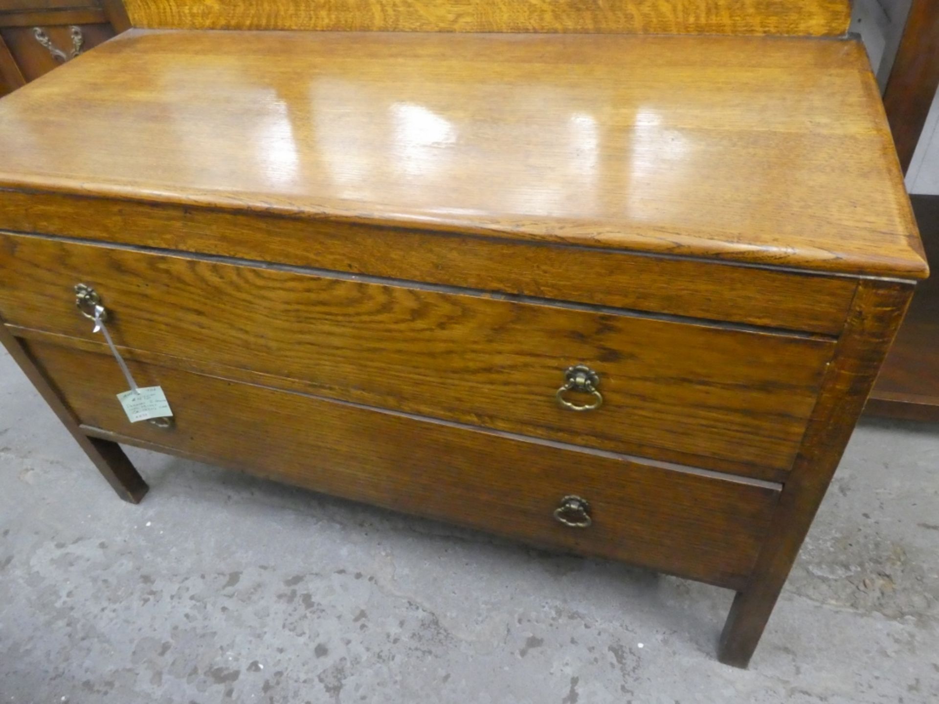 OAK DRESSER W/TRI-FOLD MIRROR, DOVETAILED 60"H 39"W 17.5"D CA 1920'S - Image 3 of 4