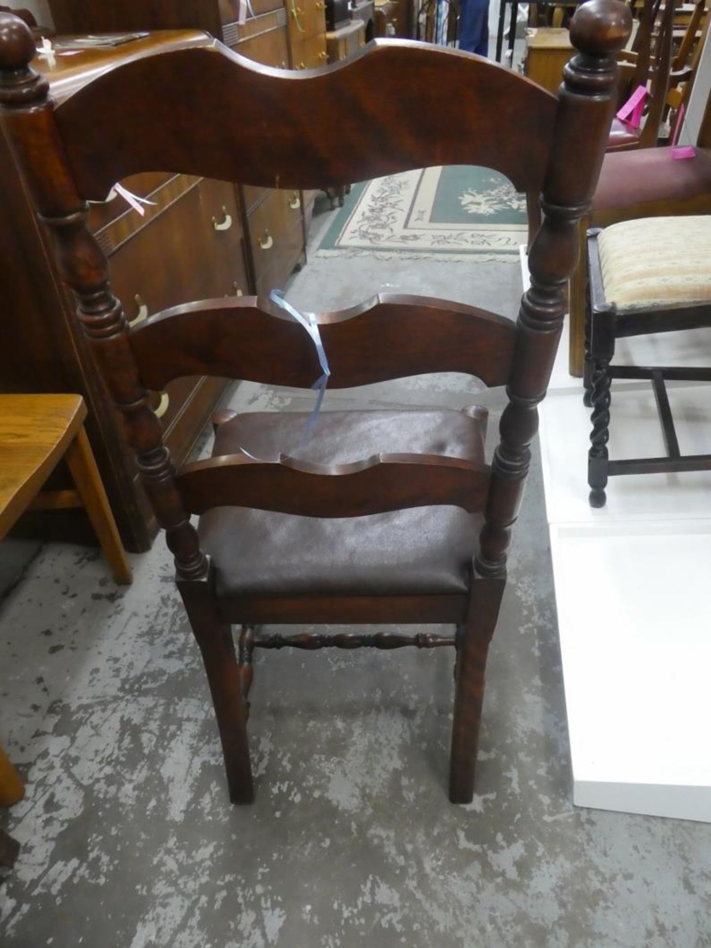 4 LADDER BACK DINING CHAIRS W/VINYL UPHOL - Image 6 of 8