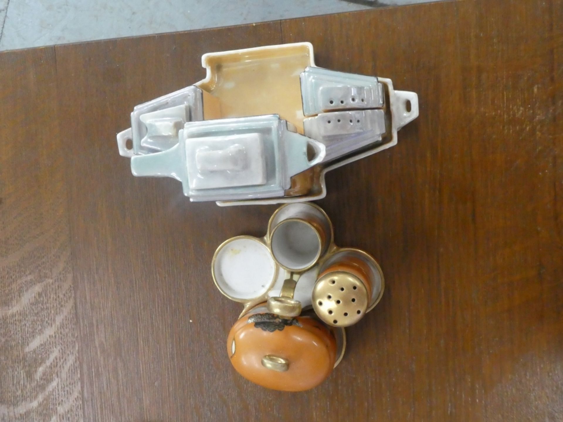 2 TABLE CONDIMENT SETS (BOTH MISSING A PART) - Image 2 of 2