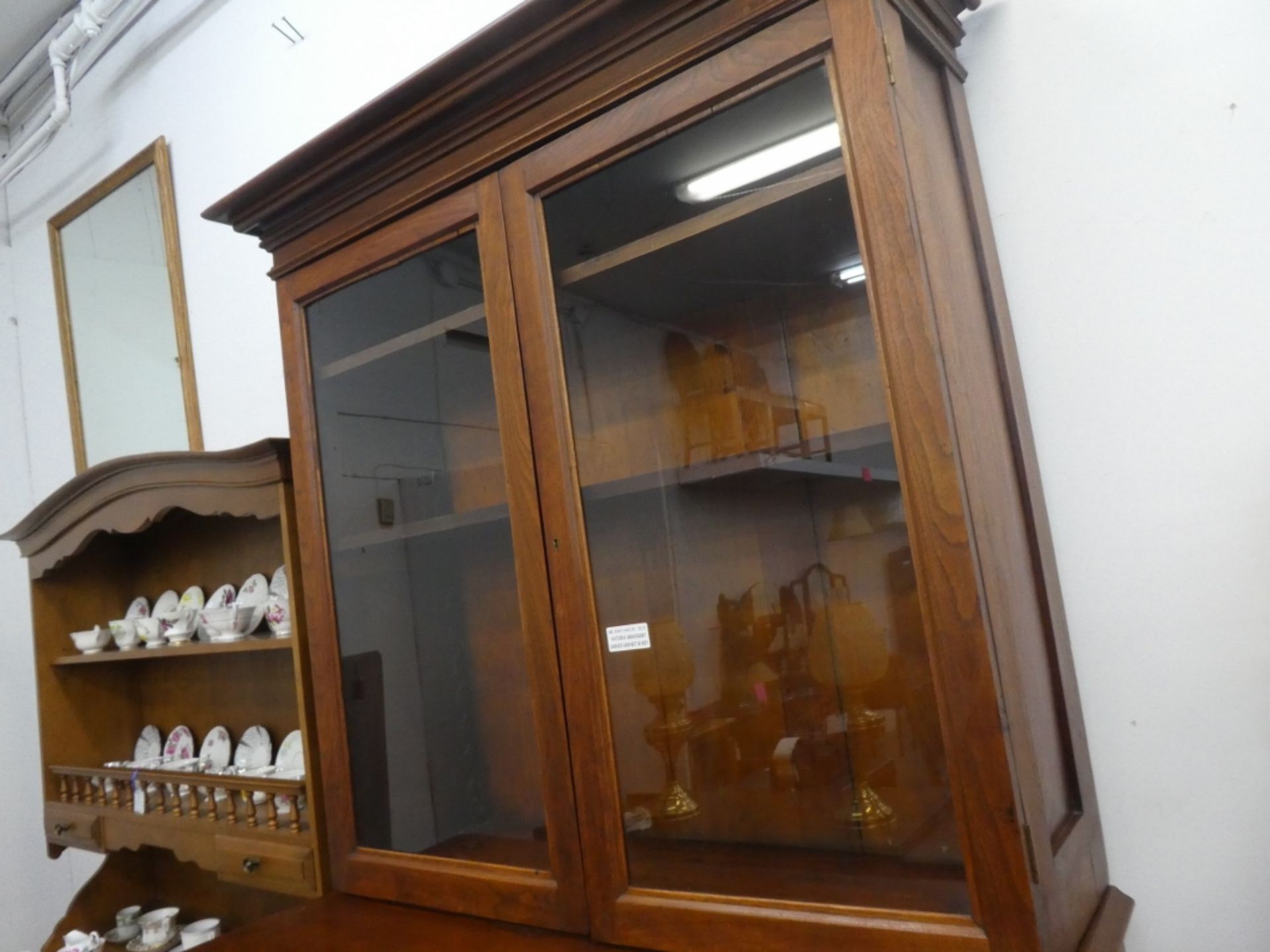 VICTORIAN MAHOGANY CABINET (2 PIECES) 88"H 44"W 24"D