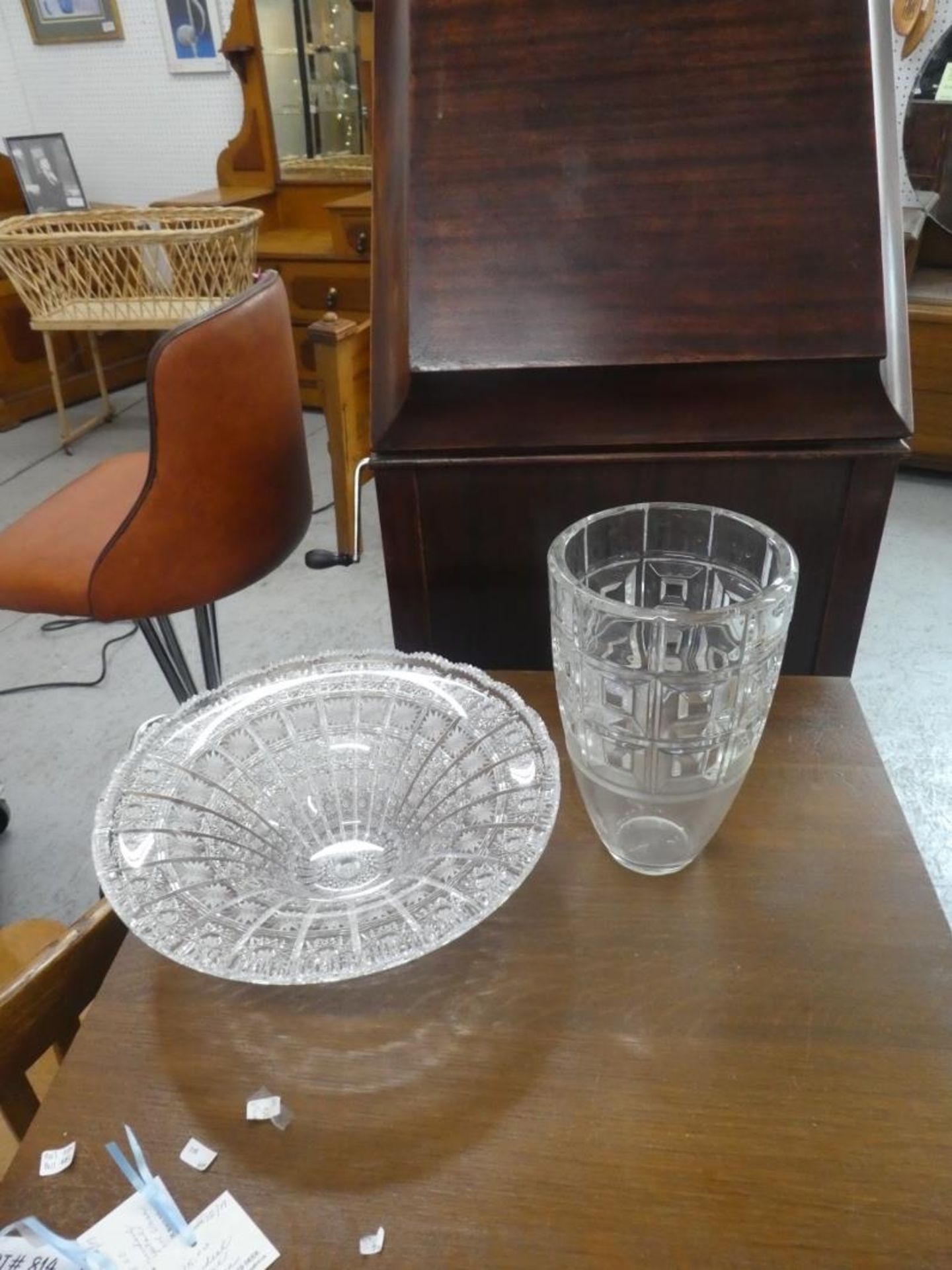 CRYSTAL FRUIT BOWL 12" & CRYSTAL VASE 9.5"