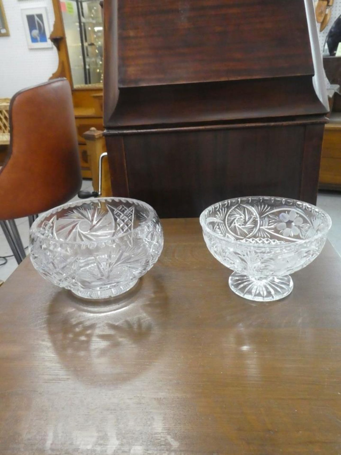 2 PIN-WHEEL CRYSTAL BOWLS 7" - Image 2 of 2