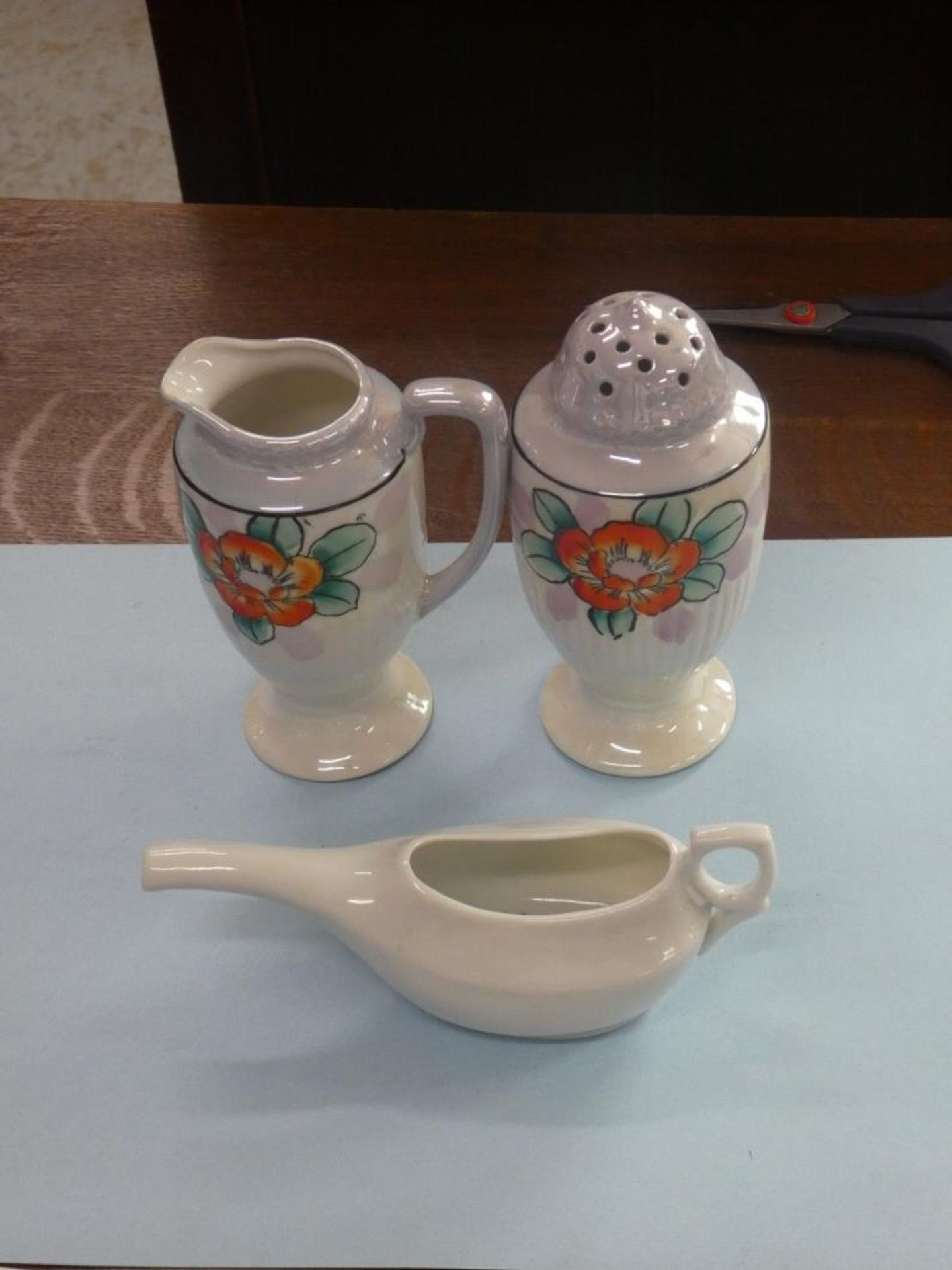 INVALID DRINKING AID (MADE IN JAPAN) & VINTAGE CREAM & SUGAR SHAKER