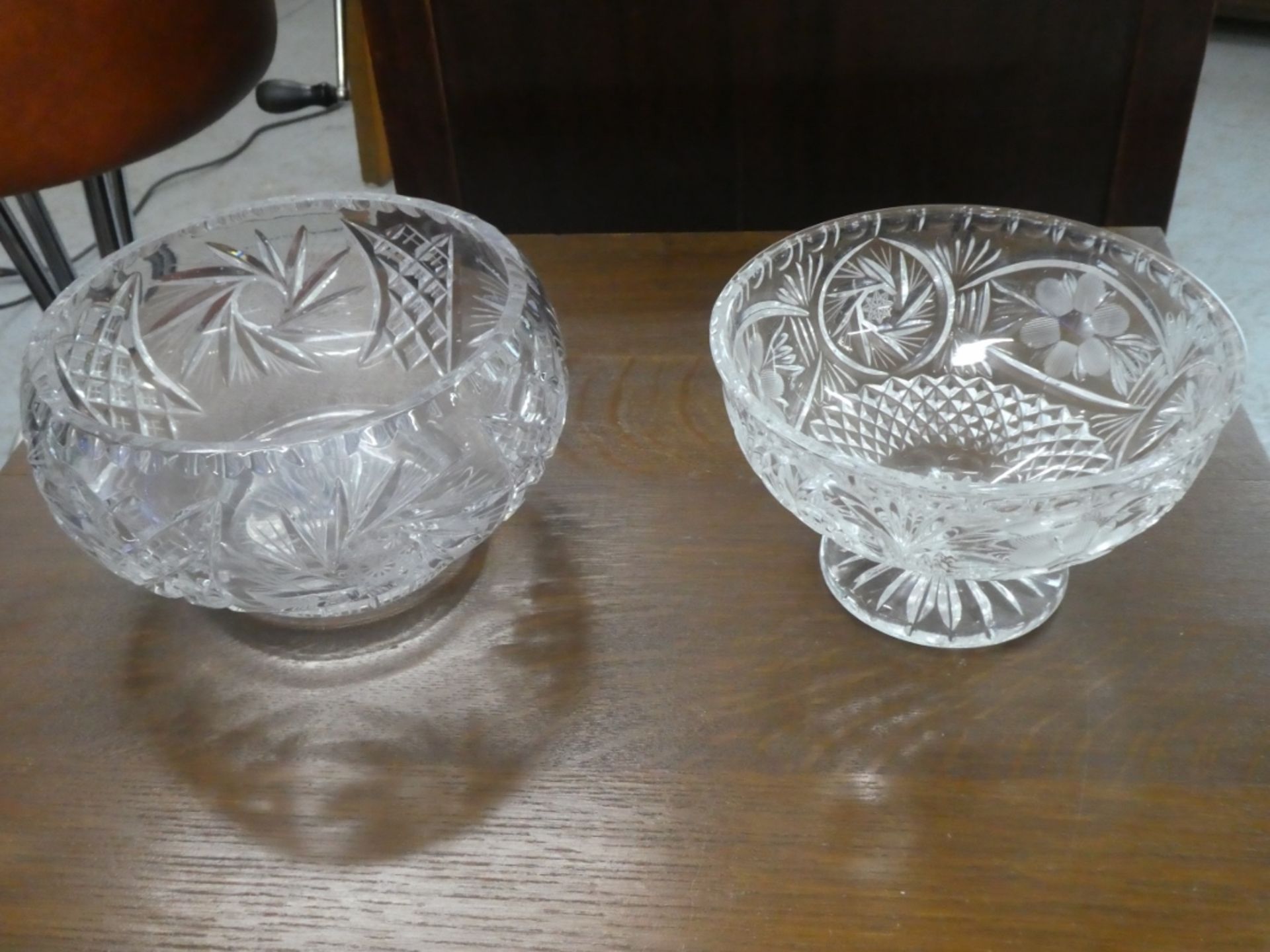 2 PIN-WHEEL CRYSTAL BOWLS 7"